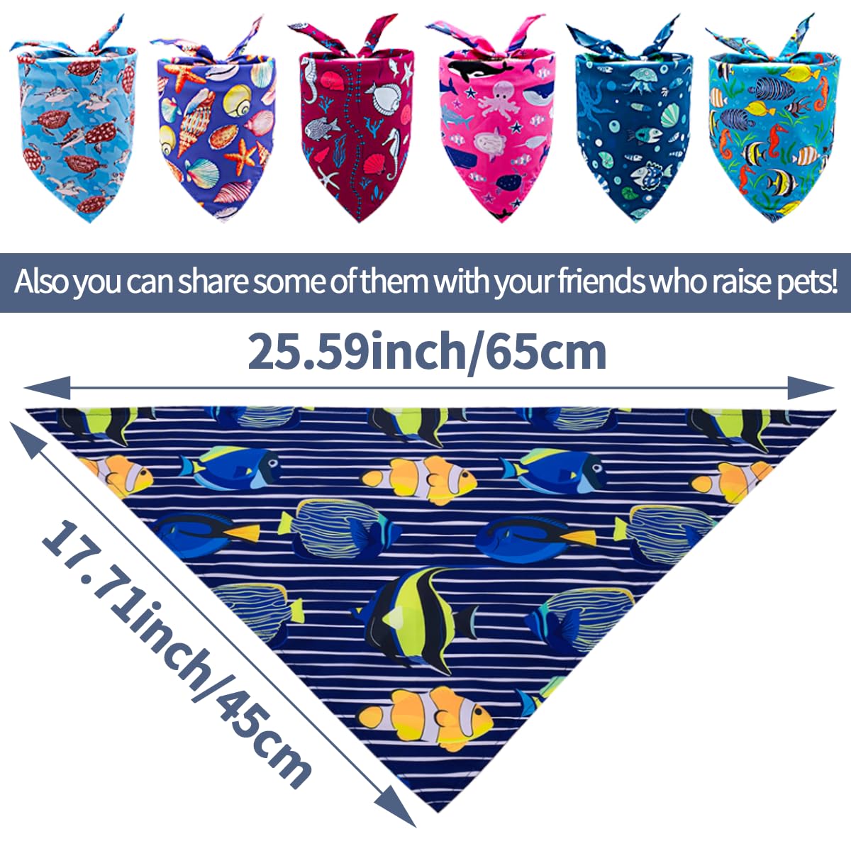 Jpgdn 100Pcs Dog Bandanas Bulk Sea Animals Summer Beach For Small Medium Dog Shark Turtle Sea Star Dolphins Kerchief Triangle Bi