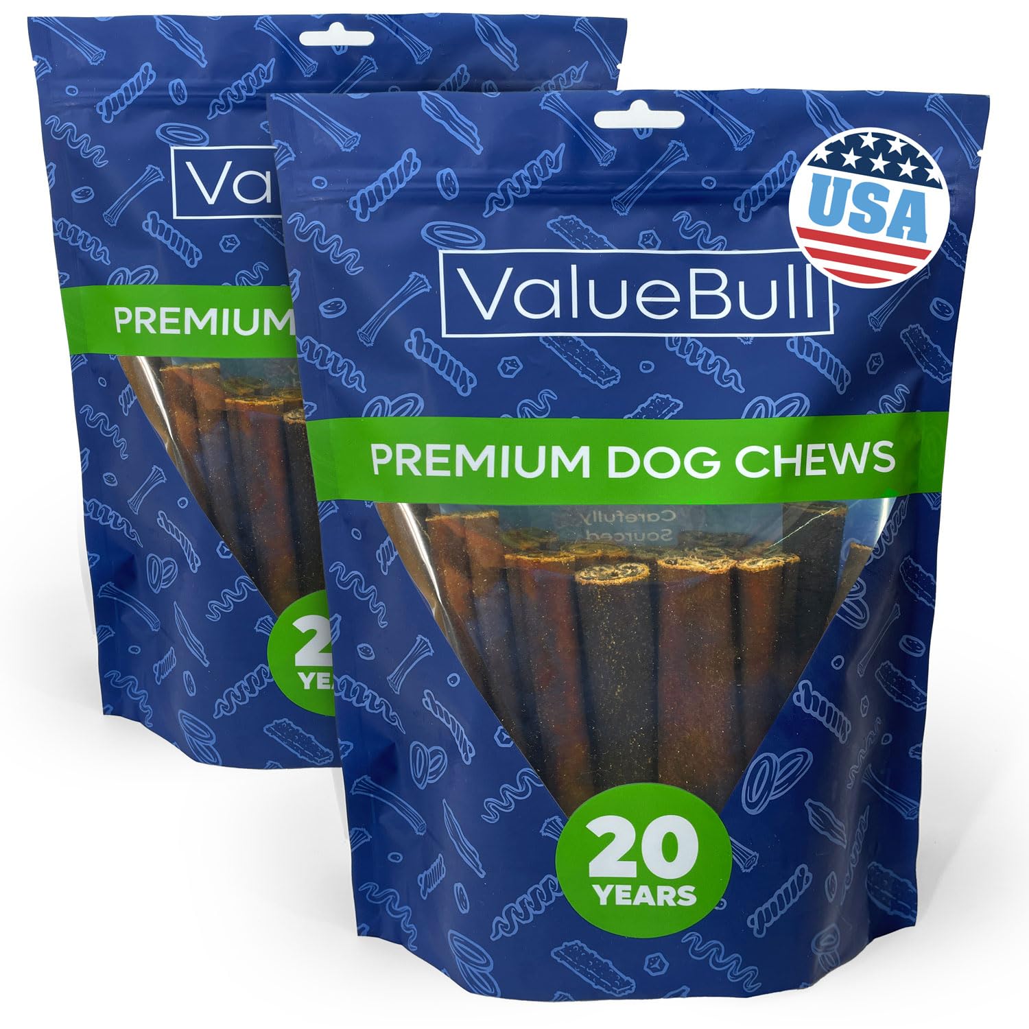 ValueBull USA Collagen Sticks for Dogs, 6 Inch Jumbo Chews, Natural Long-Lasting Dog Treats, 50 Count - Promotes Joint, Skin & C