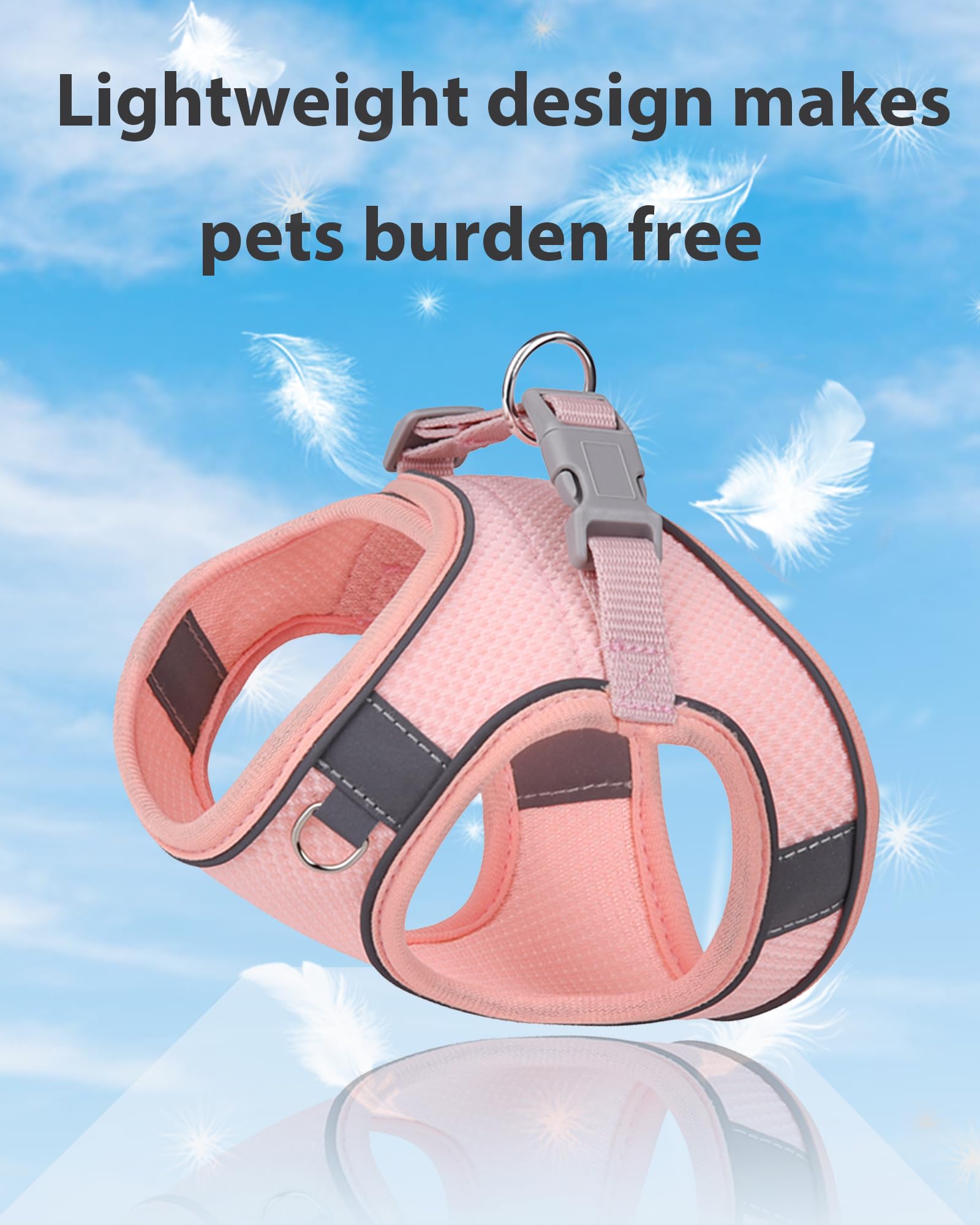 Aecllcea Puppy Harness And Leash Set Training - Dog Vest Harness For Small, Medium Dogs (Peach, L)