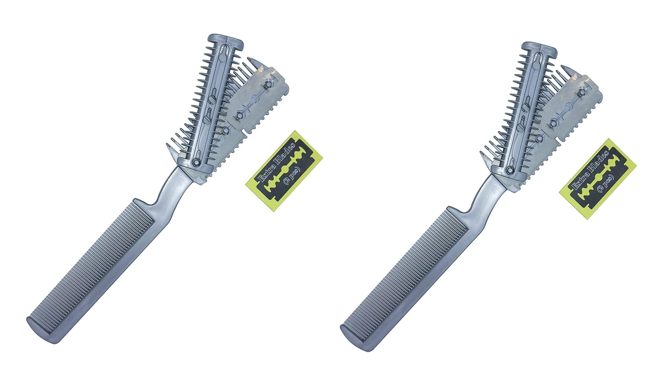 2-Pack Manual Pet Hair Trimmer For Dogs & Cats - Quiet Razor With Extra Blades, Comb Attachment - Comfortable Grip, Safe For All Coat Types