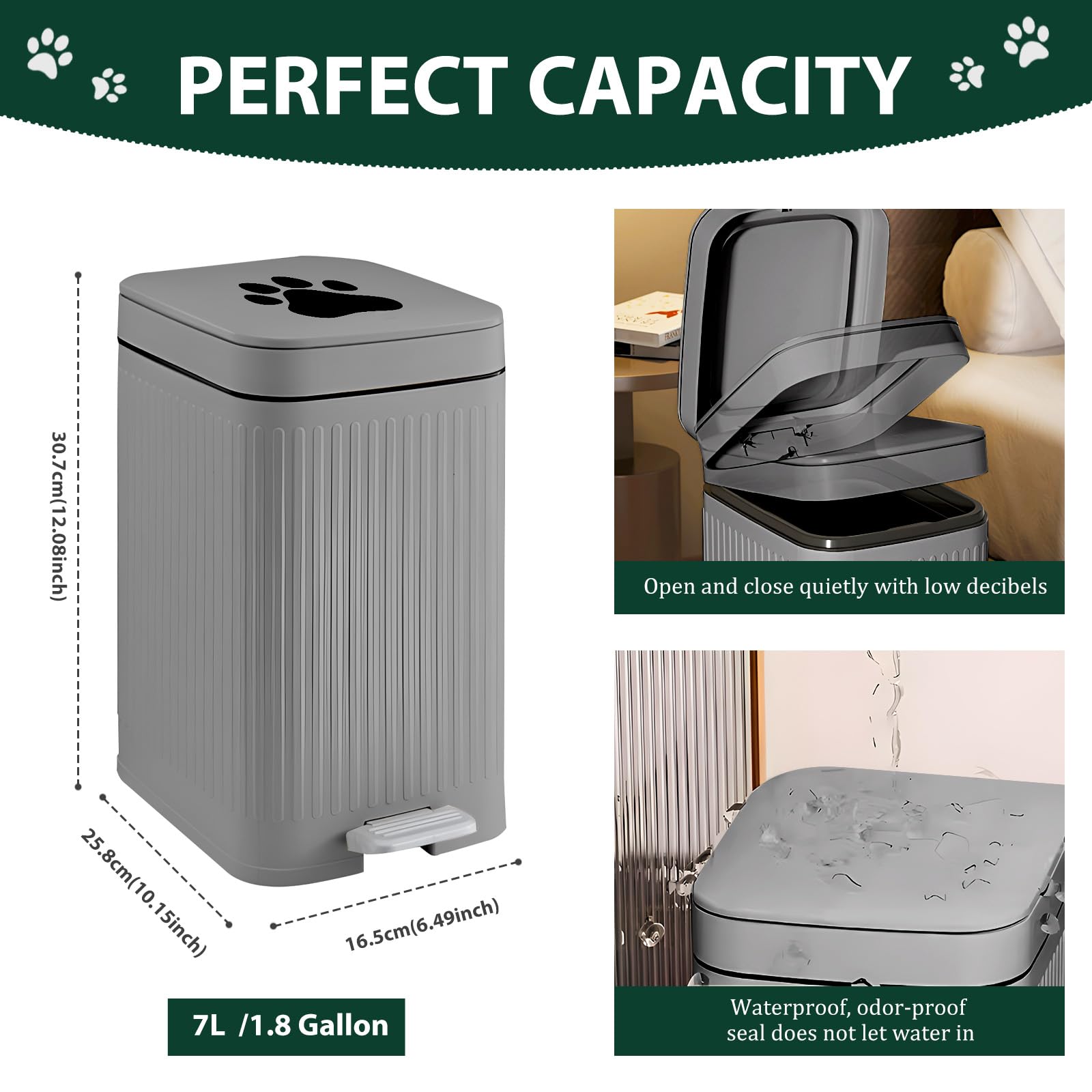 Kopuncare Dog Poop Trash Can Outside, 5L/1.3 Gal Dog Poop Bucket With Lid, Foot Pedal, Dog Waste Container With 40 Bags, Lid Sof