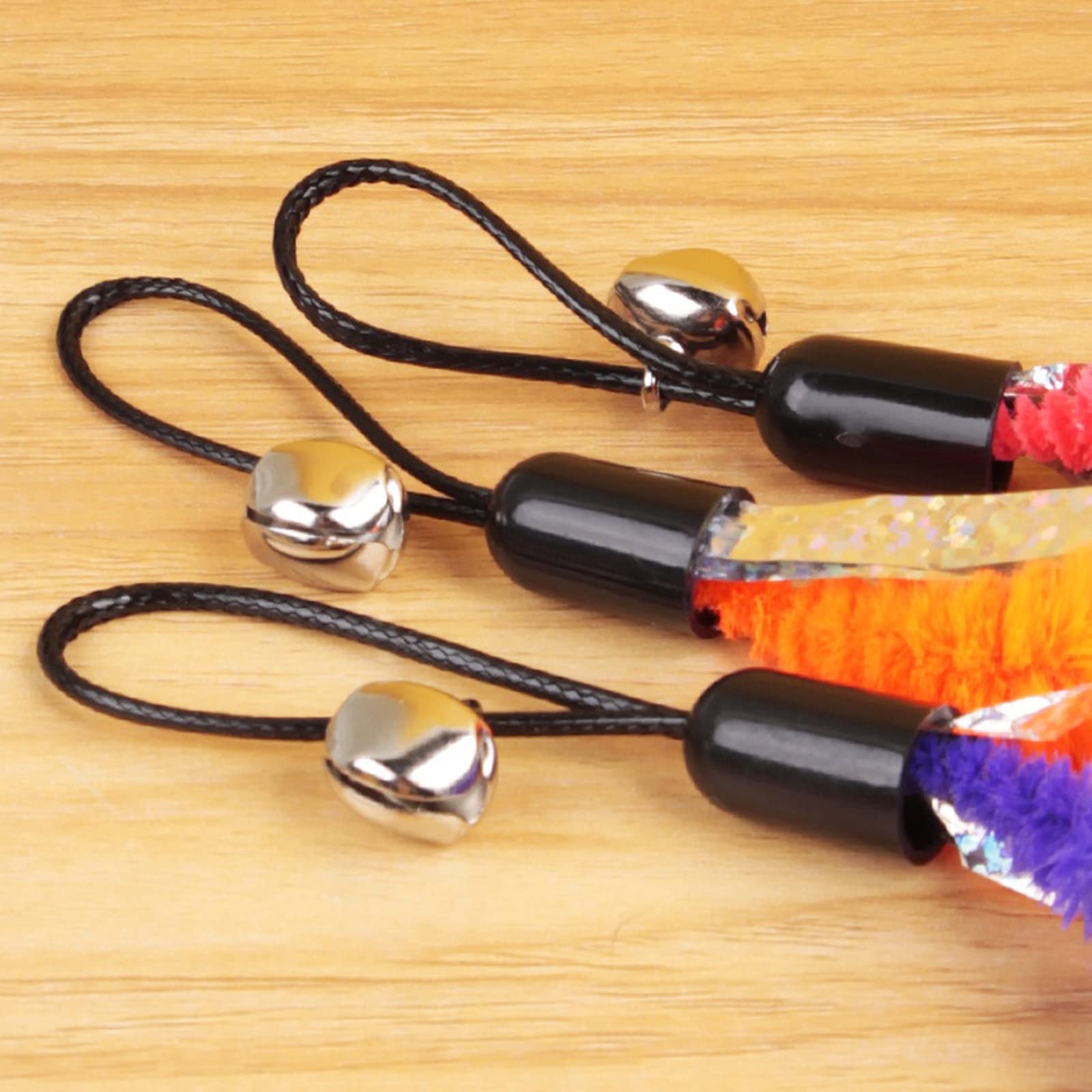 Ismeally 10Pcs Cat Worm Toys Refills, Interactive Cat Wand Toy Replacement, Cat Worms Refills With Bell, Feather Worm Teaser Ref
