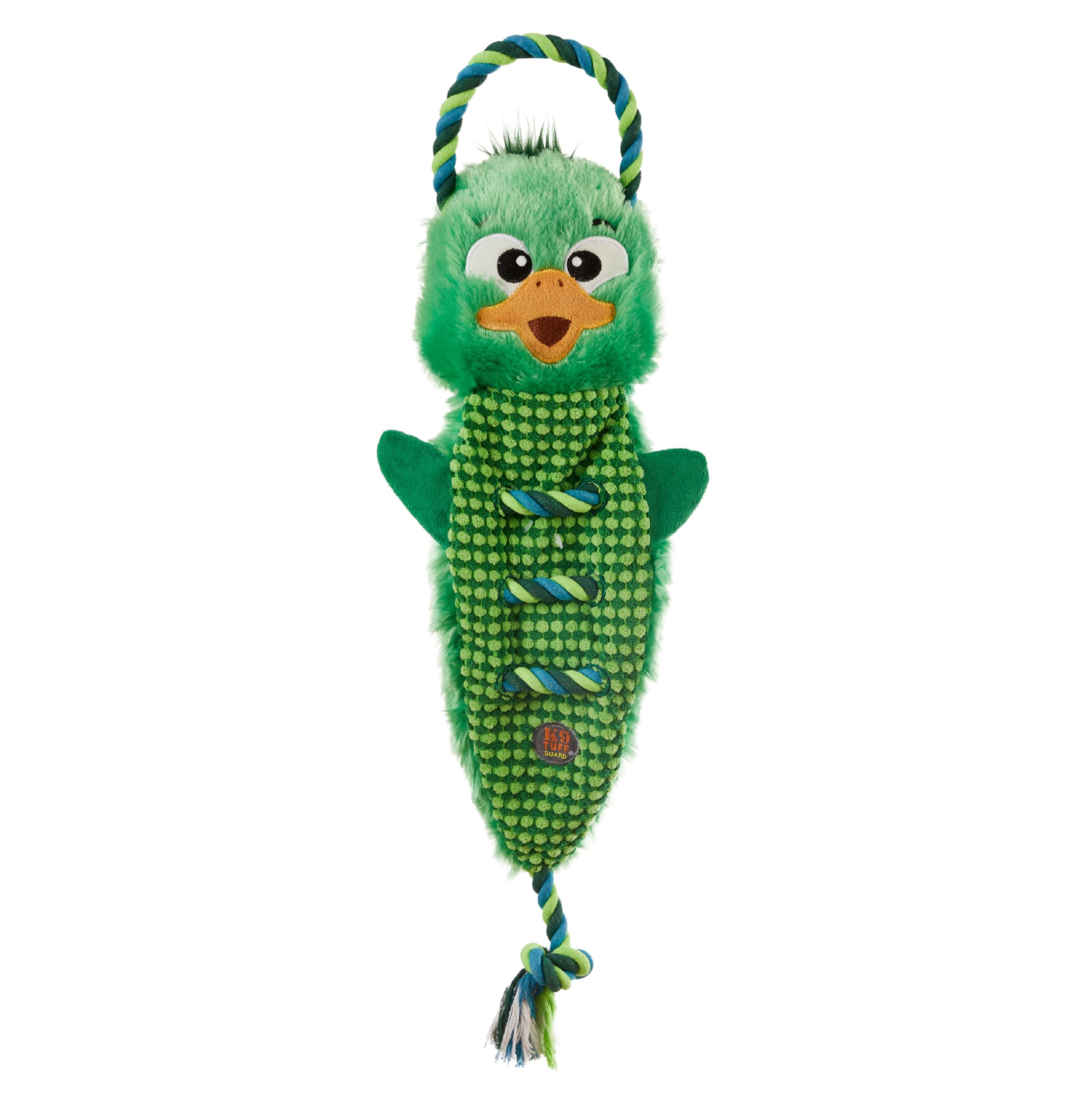 Outward Hound By Charming Pet Ropiez Mallard Rope Dog Tug Toy For Tugging Squeaky Fun, Green