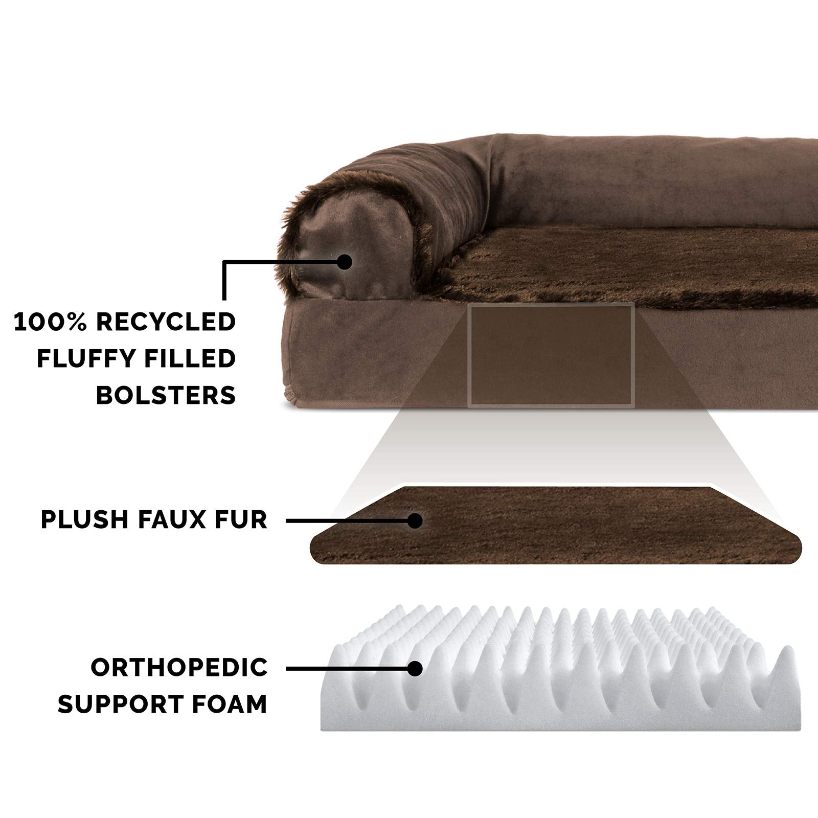 Furhaven Orthopedic Dog Bed for Medium/Small Dogs w/ Removable Bolsters & Washable Cover, For Dogs Up to 35 lbs - Plush & Velvet