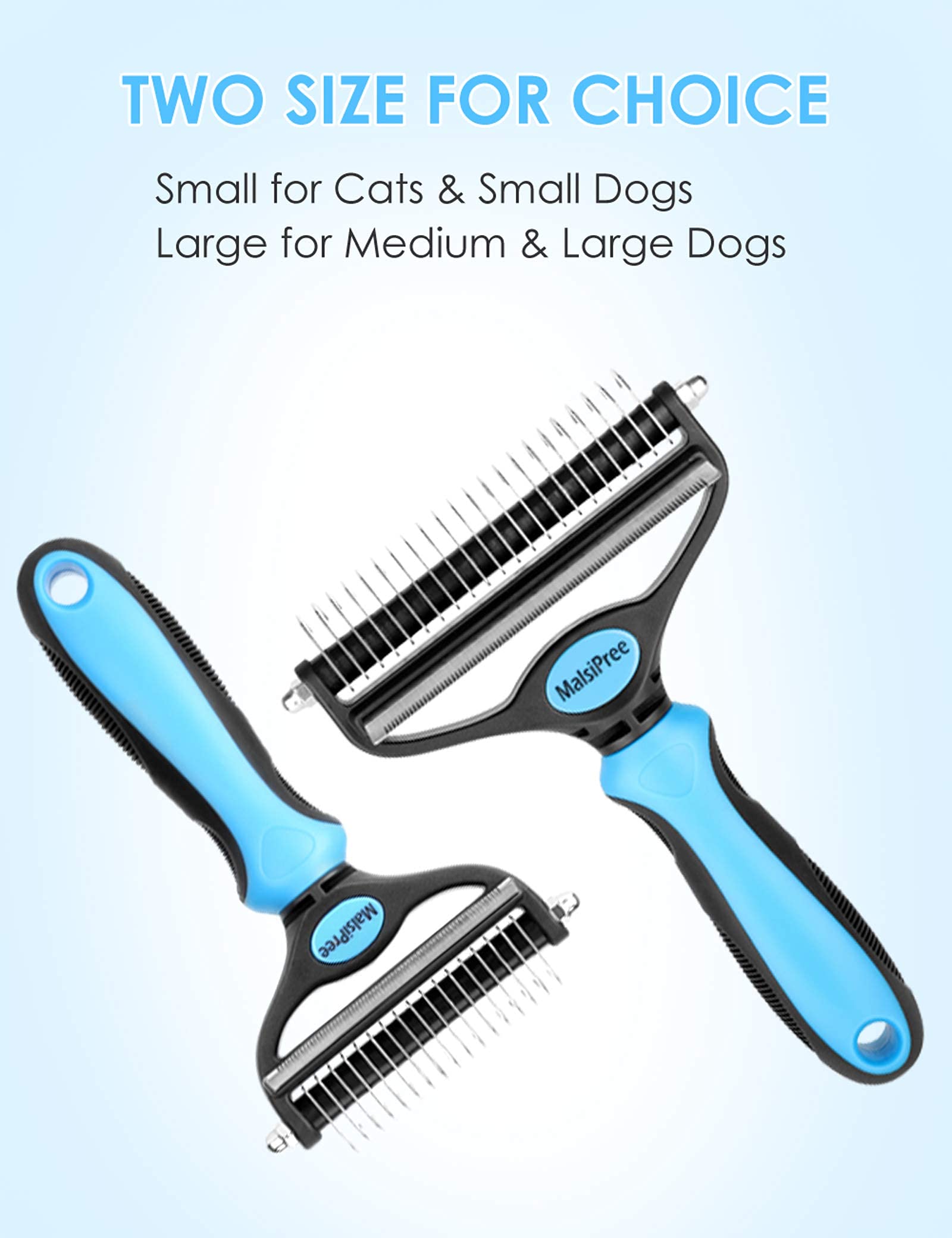 Malsipree Cat Grooming Brush For Shedding- 2 In 1 Deshedding Tool And Undercoat Rake For Long And Short Haired Cats And Small Do