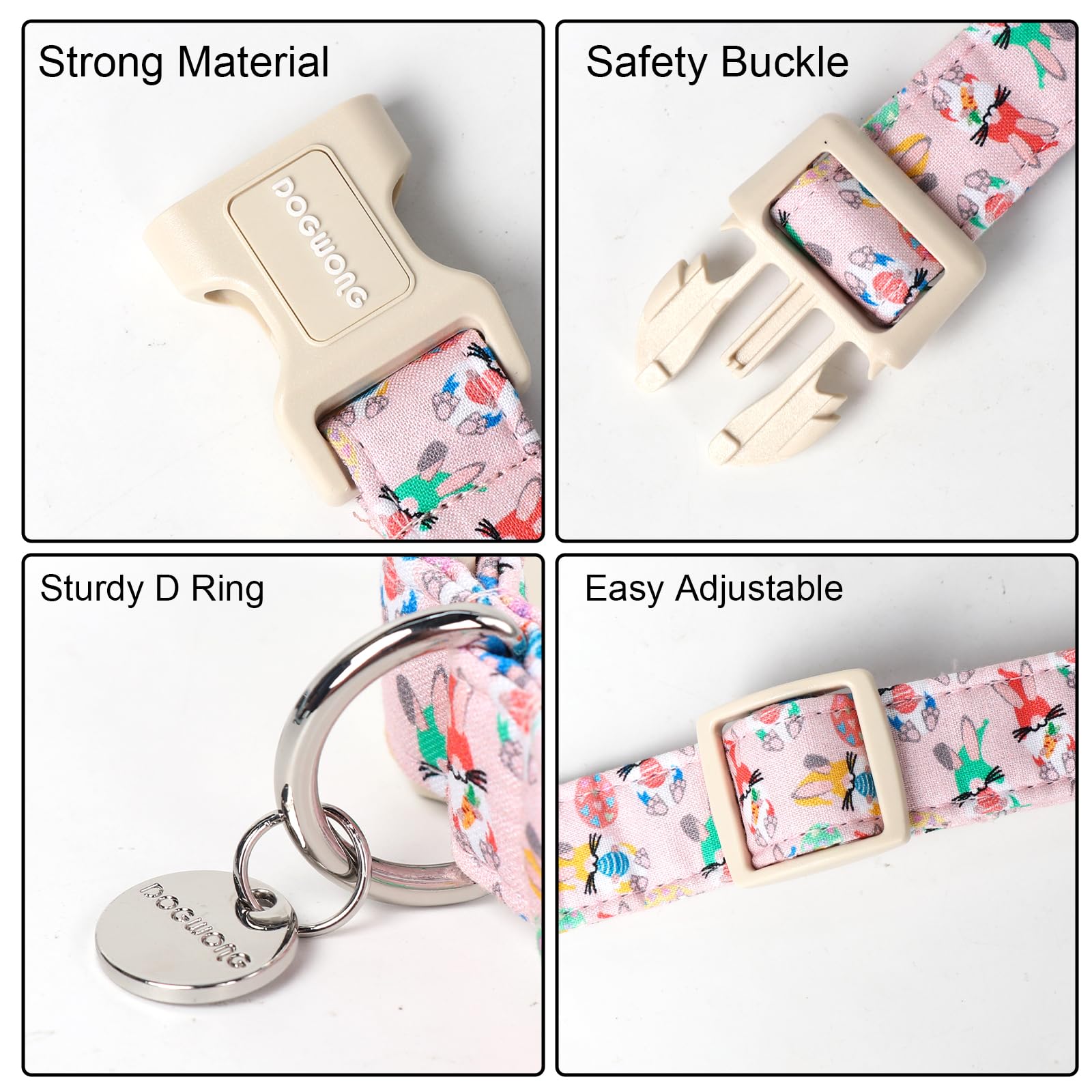 Dogwong Easter Rabbit Dog Collar, Colorful Egg Dog Collar Soft Durable Adjustable Comfortable Cute Easter Puppy Collar For Small