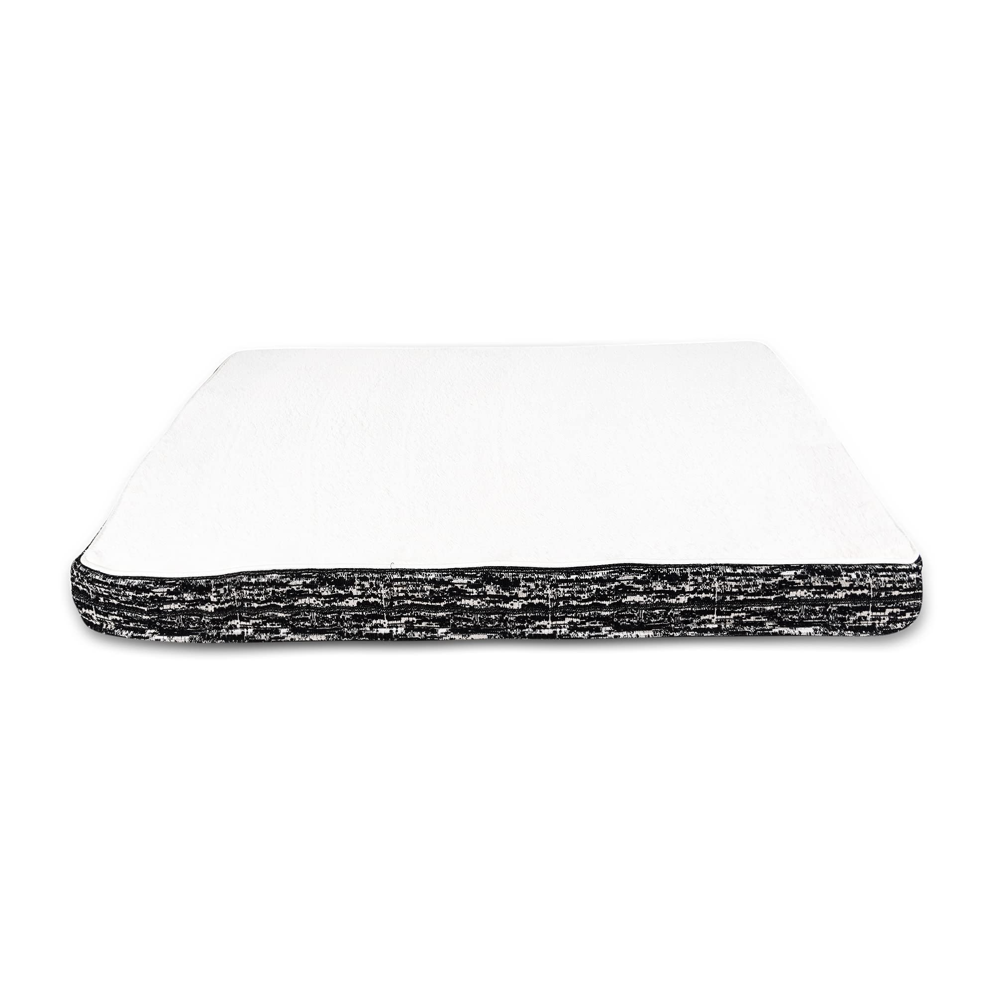 FURRY CASTLE Cotton & Polyester Mixed Pet Bed with Supersoft Fur On Top & Antiskid Base (Pack of 1, Black & White, Size: L, 46.5