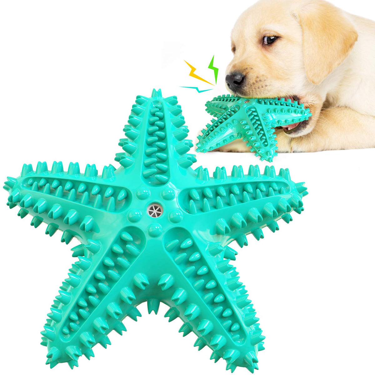 Carllg Dog Toys For Aggressive Chewers, Dog Teething Cleaning Toothbrush Toy, Durable Squeaky Interactive Starfish Puppy Toys Fo