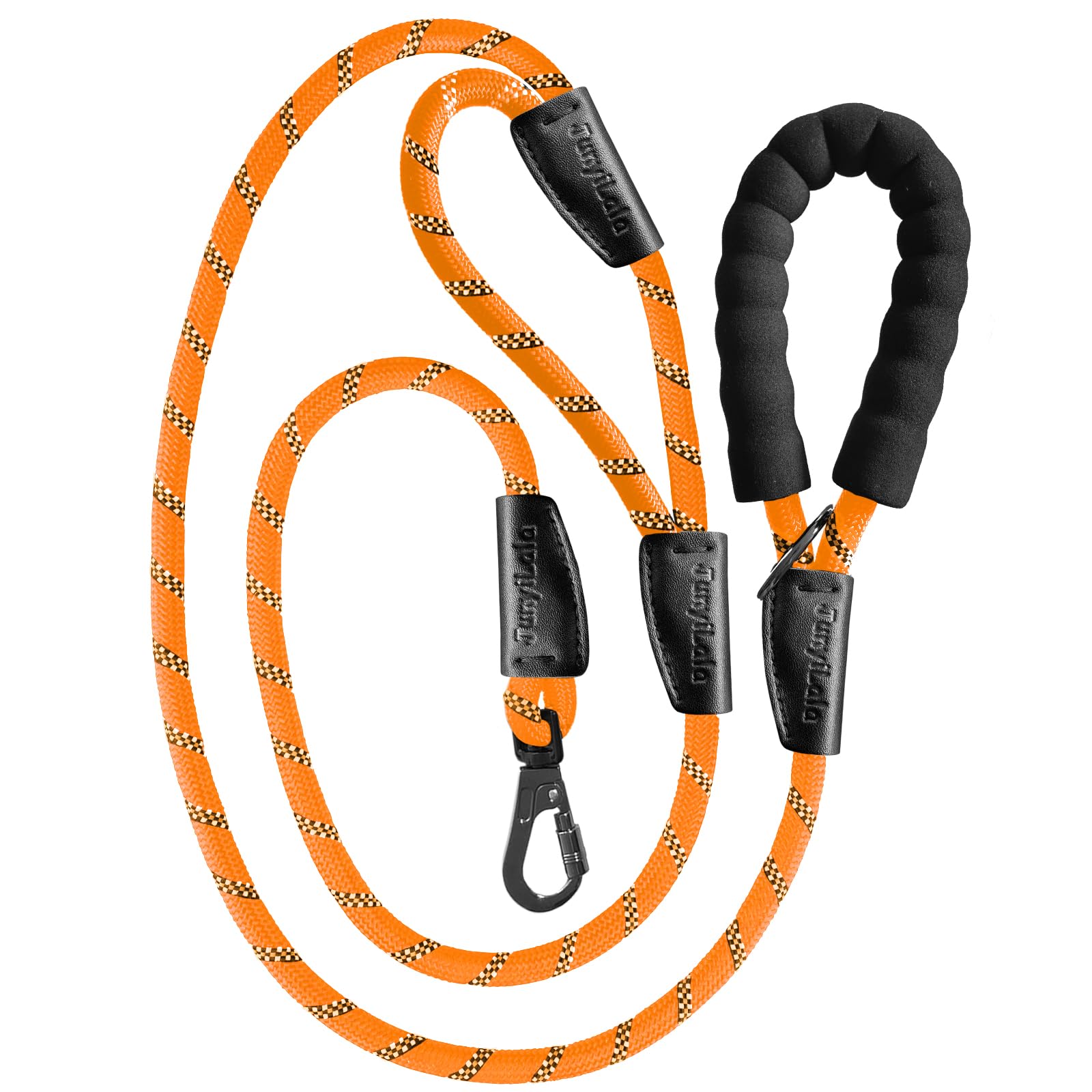 Pine Tree Tools Junyilala 6Ft Double Handles Heavy Duty Dog Leash With Comfortable Padding, Highly Reflective, Orange