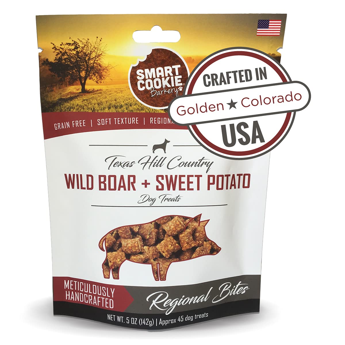 Smart Cookie All Natural Dog Treats - Wild Boar & Sweet Potato - Training Treats for Dogs with Allergies, Sensitive Stomachs - S