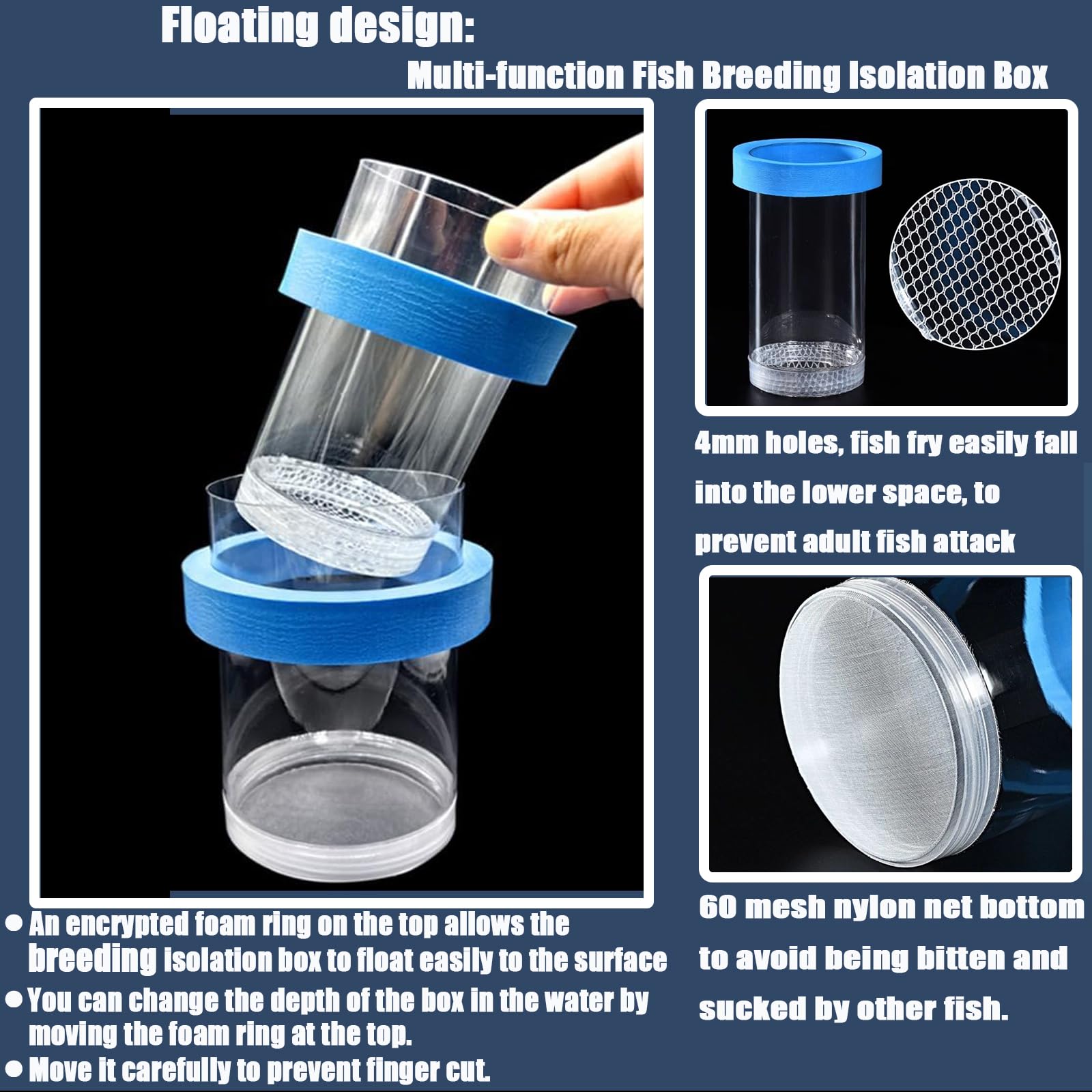 Floating Fish Breeding Isolation Box For Aquarium Tank Plastic Mesh Hatchery Incubator Breeder Box For Baby Fish Betta Shrimp Cl