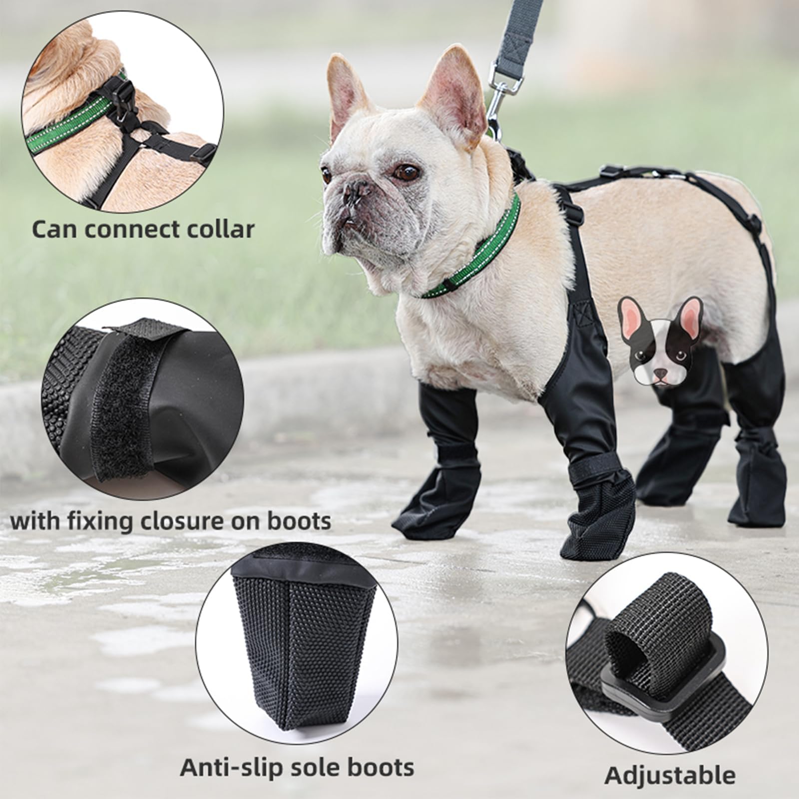 Capt.Snooze Dog Boots Waterproof For Winter - Anti-Slip Paw Shoes For Snow & Rain | Non-Slip Reflective Pet Boots With Adjustabl