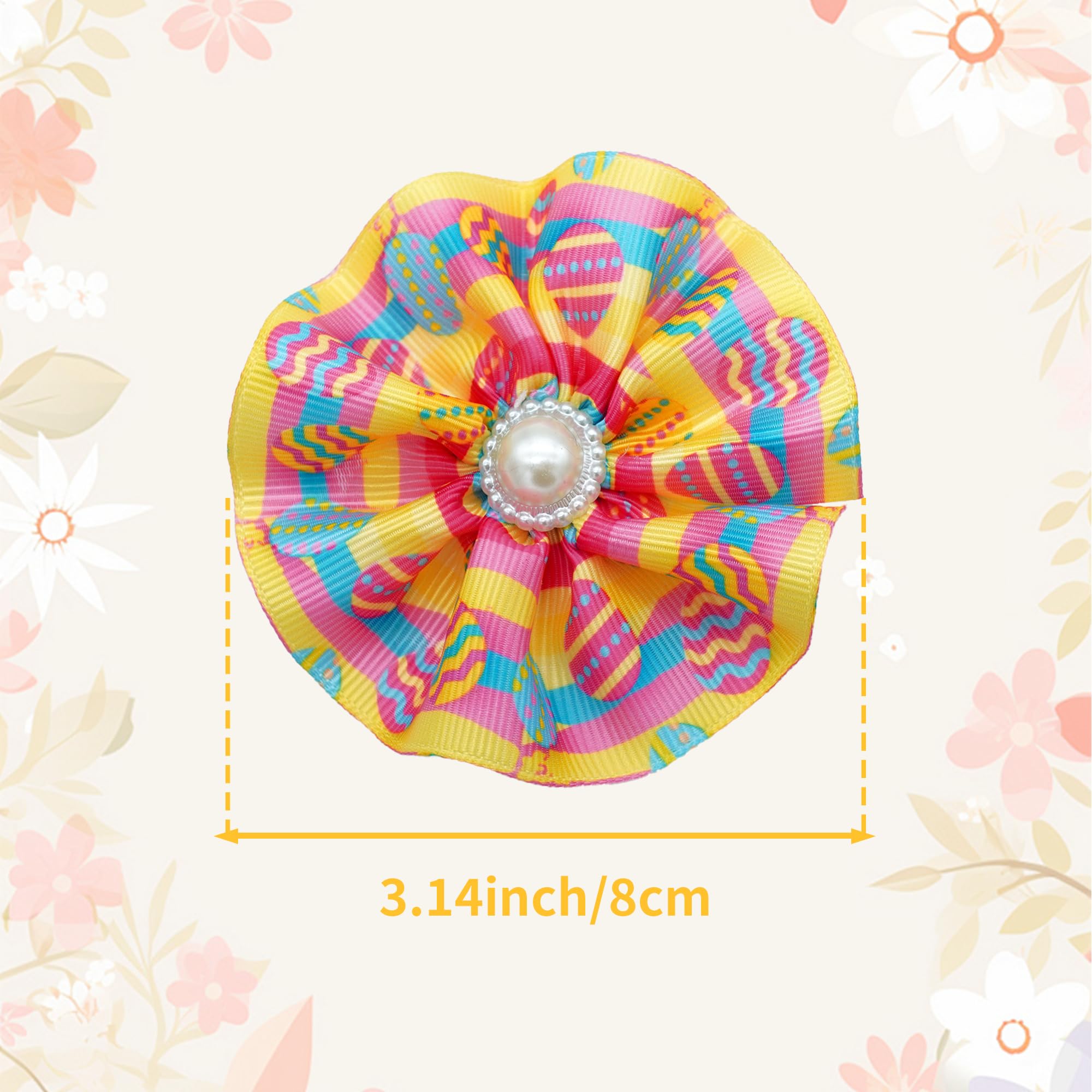 JpGdn 10pcs Small Dogs Collar Flowers for Easter Pet Collar with Beads for Puppy Doggy Cat Rabbit Small Mediums Easter Bunny Egg