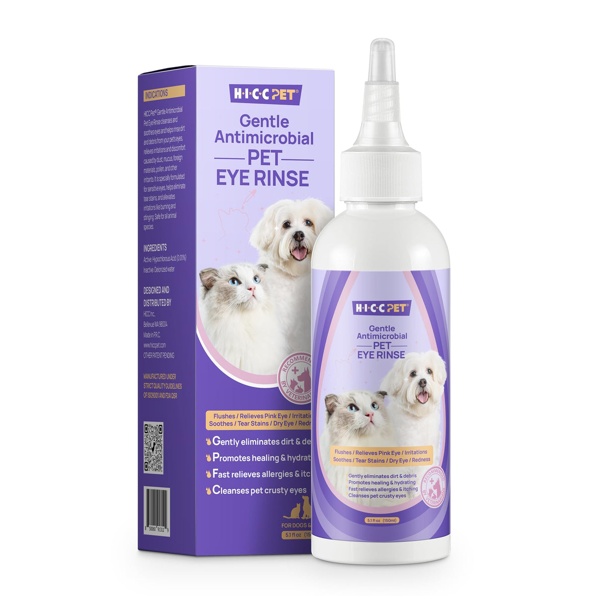 Hicc Pet Dog Eye Drops 5.1 Fl Oz Eye Drops For Dogs And Cats Vet-Recommended Dog Eye Infection Treatment To Soothe Eye Infection