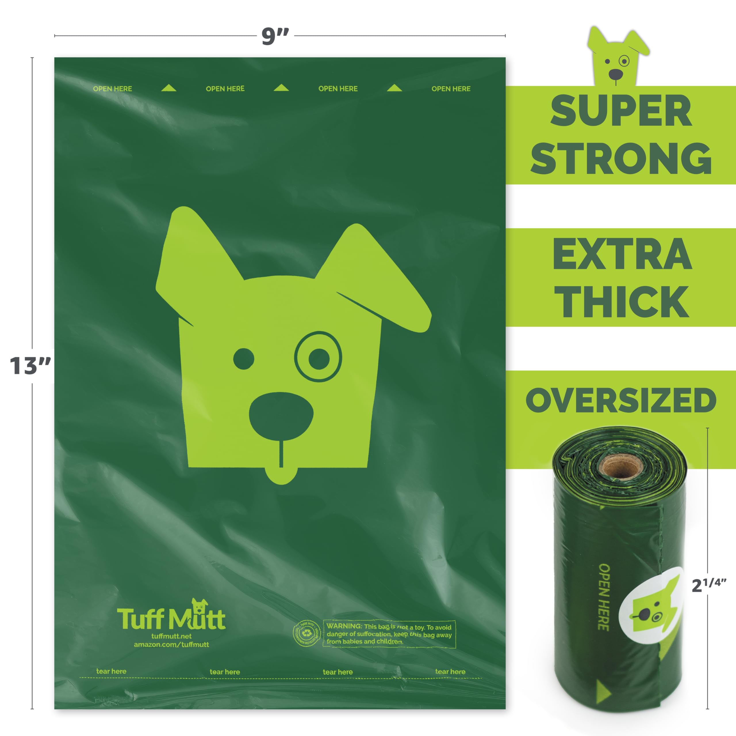 Tuff Mutt Dog Poop Bags - Dispenser-Friendly, Leak-Proof Waste Bags For Dogs, Pack Contains 18 Rolls With 15 Bags Each