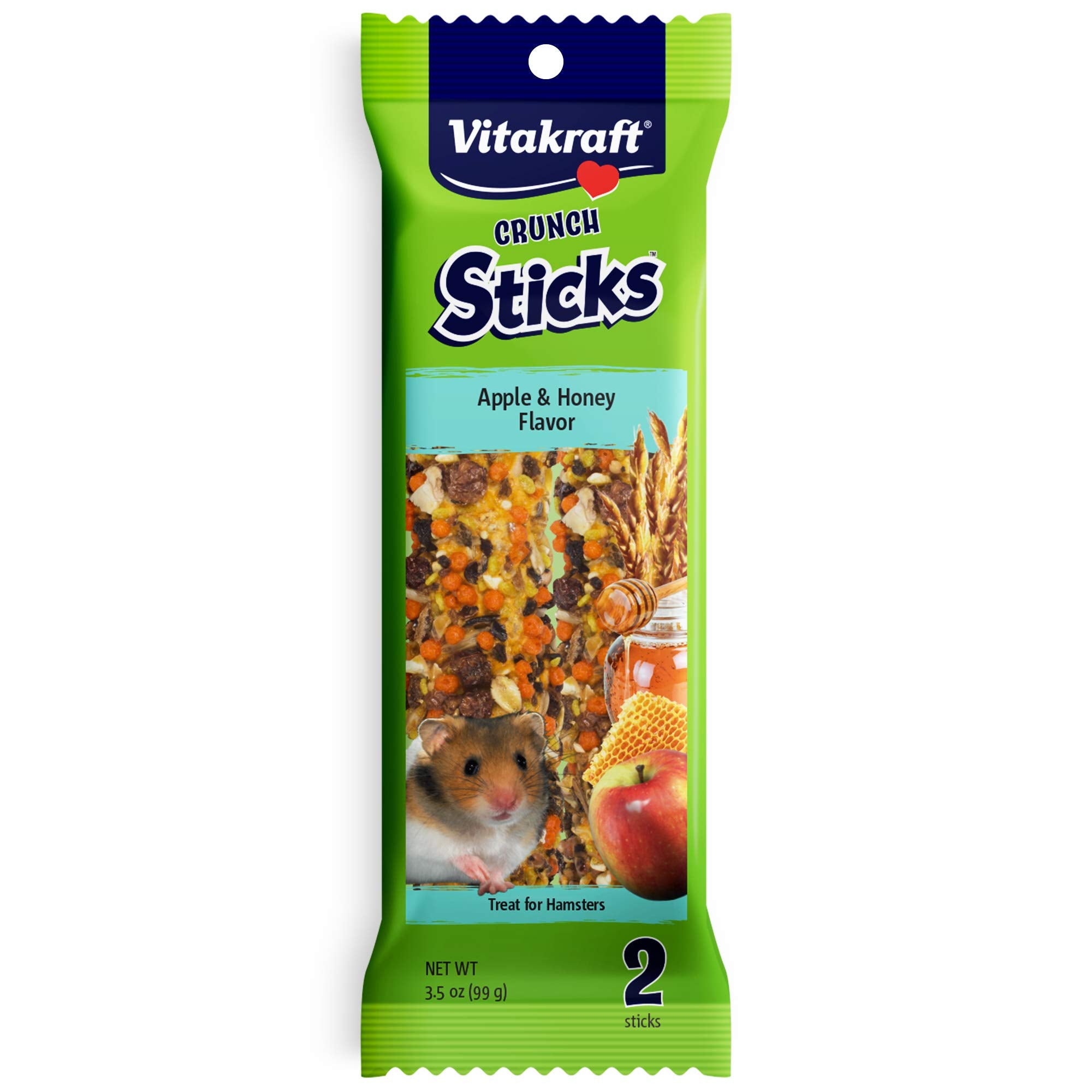 Vitakraft Crunch Sticks Apple & Honey Flavor Hamster Treat (2 Sticks), 3.5 oz