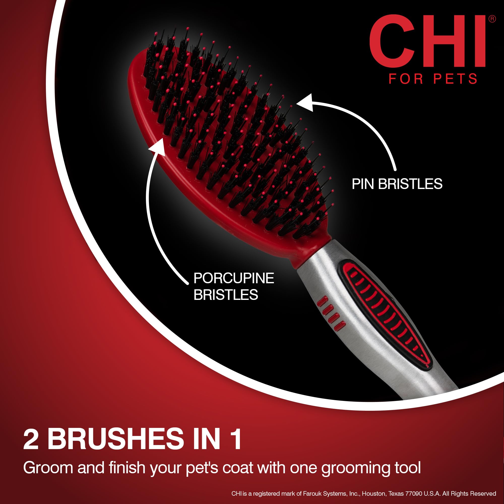 CHI Dog Brush for, Porcupine Brush for Dogs - Grooming Tools for Dogs & Puppies, Removes Mats and Tangles, Ionic Technology, Erg