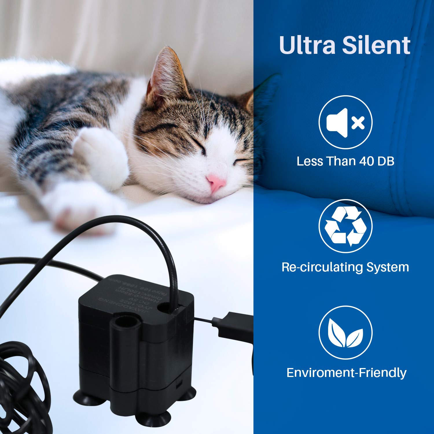 Toread Cat Water Fountain, 90Oz/2.6L Automatic Drinking Water Dispenser With 5 Washable Replacement Filters, Ultra Quiet Pump For Kitty, Cat, Small Dog, Anti Spill Running Water Bowl