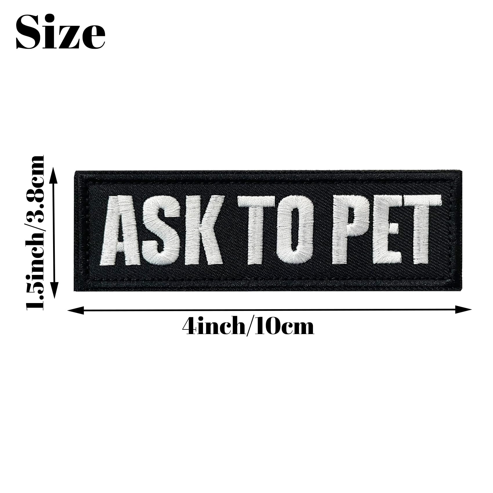 TACVEL 2 Pieces Ask to Pet Dog Patches with Hook Backing for Service Animal Vests, Harnesses