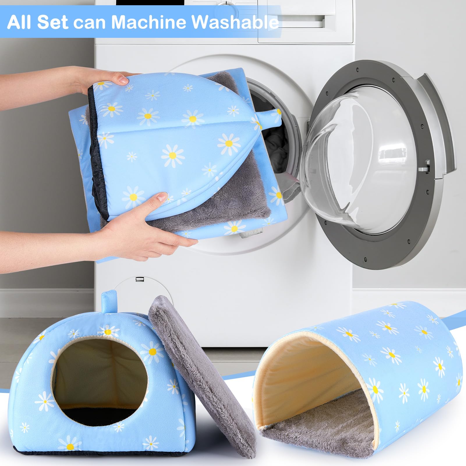 Bienbee Guinea Pig Hideout, Washable Rabbit Bed With Guinea Pig Tunnel, 2 Pack Guinea Pigs Toys Set Bunny Hideout Cage Accessori