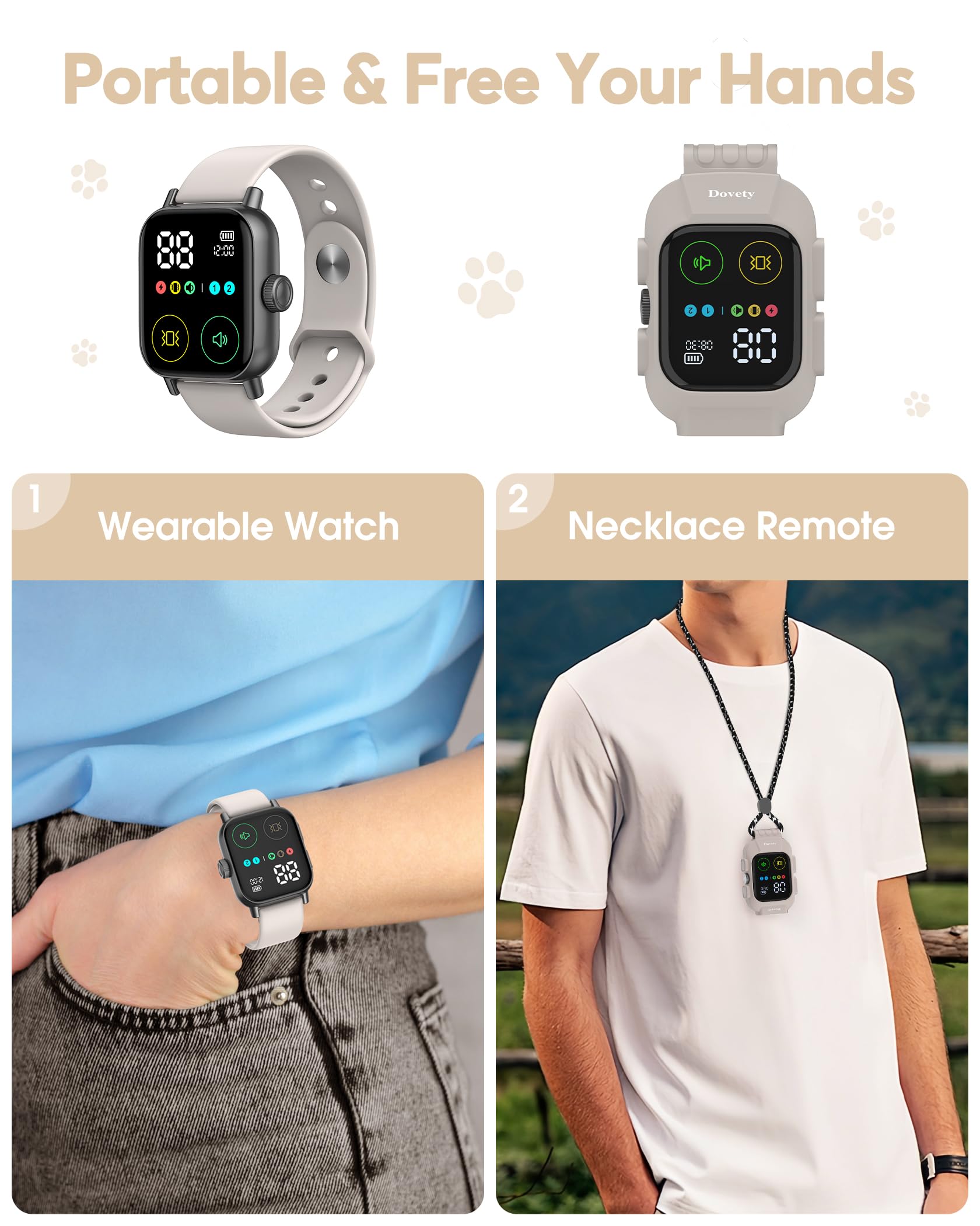 Jugbow Dog Training Collar with Remote, 3300FT Waterproof E-Collar, IPX7, Vibration & Beep for 10-120 lb Dogs, White