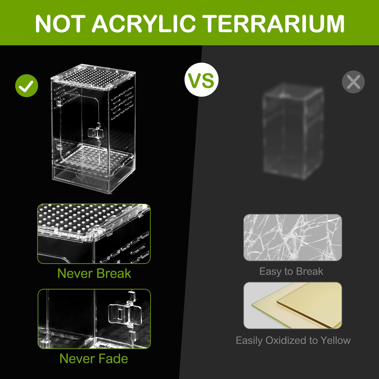 Clioran Pc Reptile Tank,5.9*5.9*9.8In Arboreal Tarantula Crib,Lizard Terrarium,Spider Tank Starter Kit,Tree Frog Habitat,Leopard