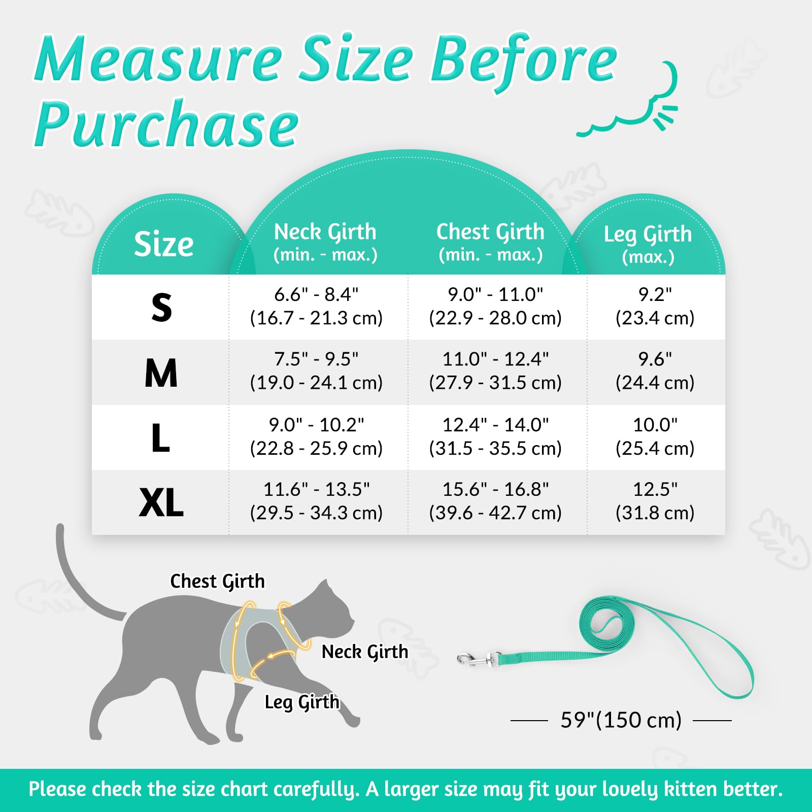 Rabbitgoo Cat Harness And Leash Set For Walking Escape Proof, Adjustable Soft Kittens Vest With Reflective Strip For Cats, Comfortable Outdoor Vest,Green,S