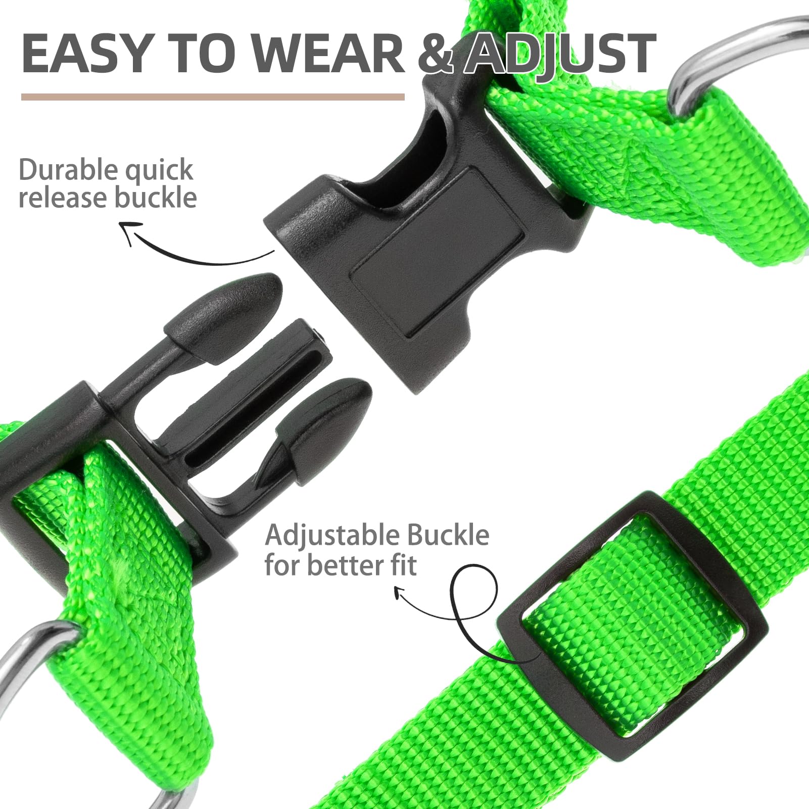 Pupteck No Pull Dog Harness Soft Adjustable Basic Nylon Step In Puppy Vest Outdoor Walking With Id Tag, Green, M