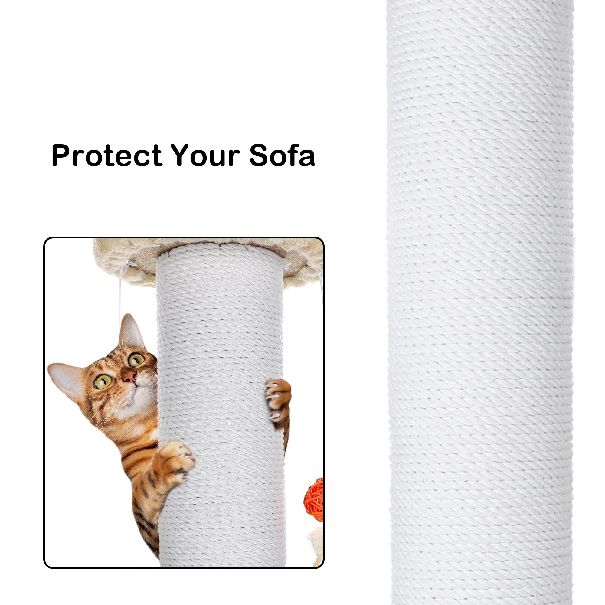 Ahomdoo 36.5 Inch Cat Scratching Post Heavy Duty Cat Scratch Post Handmade Cotton Rope With Hanging Toys For Ultimate Cat Fun(Be