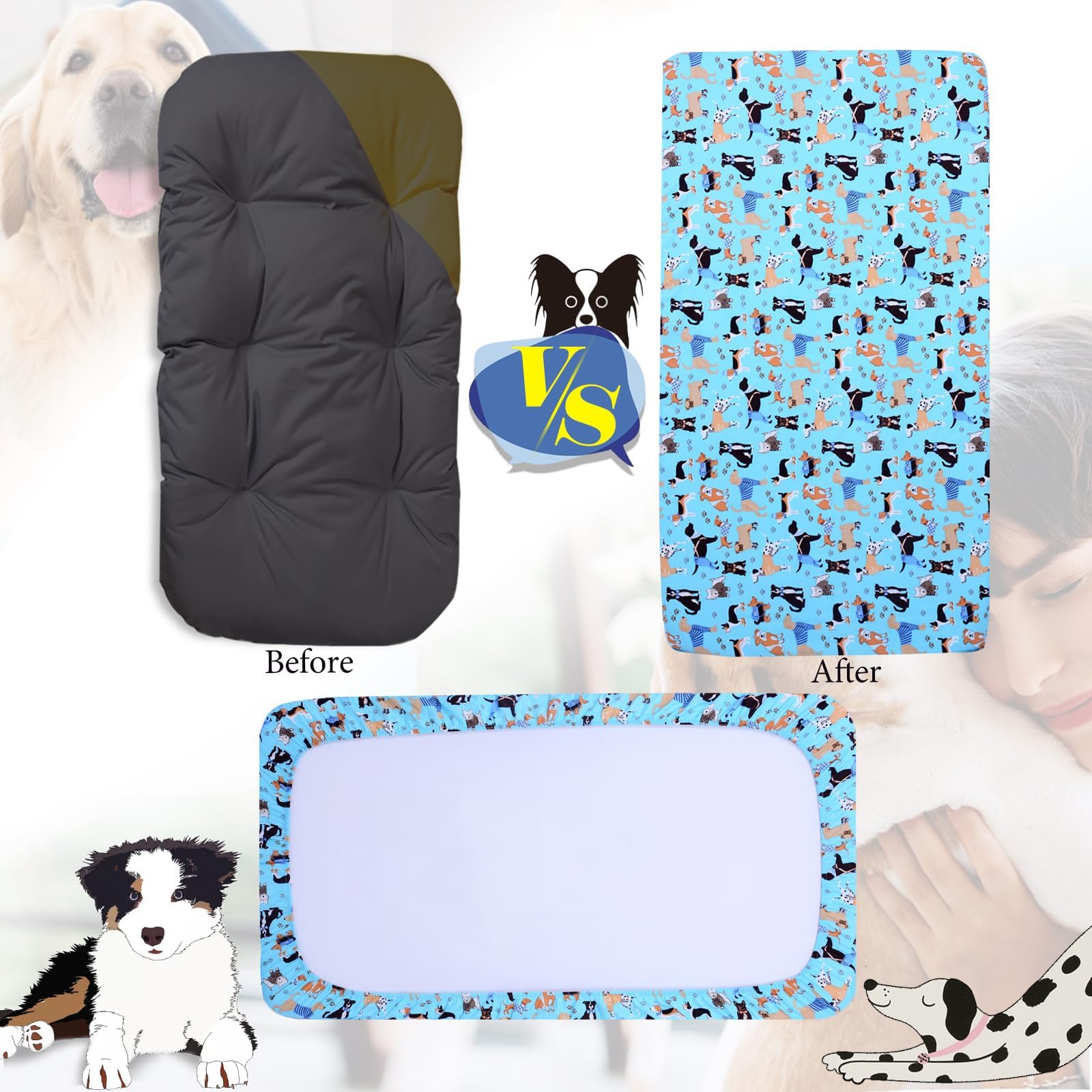 Suyfhdc Dog Bed Cover-Washable Dog Bed Cover, Dog Bed Replacement Cover,Cotton Waterproof Warm Dog Mattress Cover,Bed Cover For