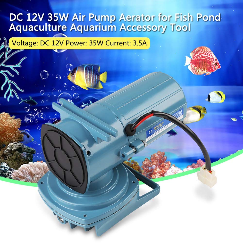 Aquarium Air Pump, DC 12V 35W Air Pump Aerator Fish Oxygen Pump for Fish Fountain Pond Hydroponics Aquaculture Aquarium Accessor