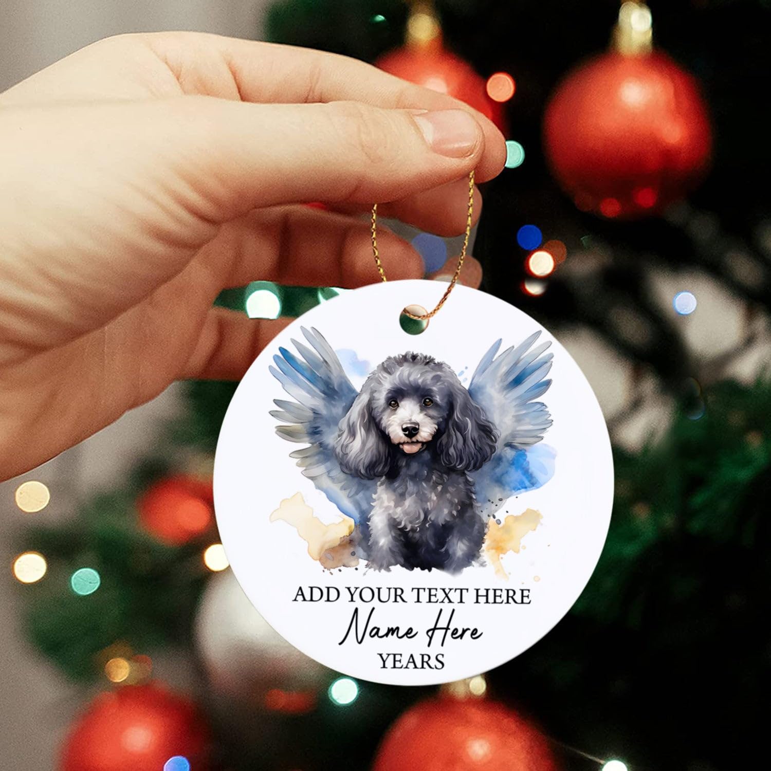 Personalized Poodle Angel Ornament, Poodle Dog Memorial Christmas Ornament, Custom Text Dog Name & Year Xmas Tree Hanging, Loss Of Pet Dog Sympathy Gifts, In Loving Memory Of Poodle Ornaments