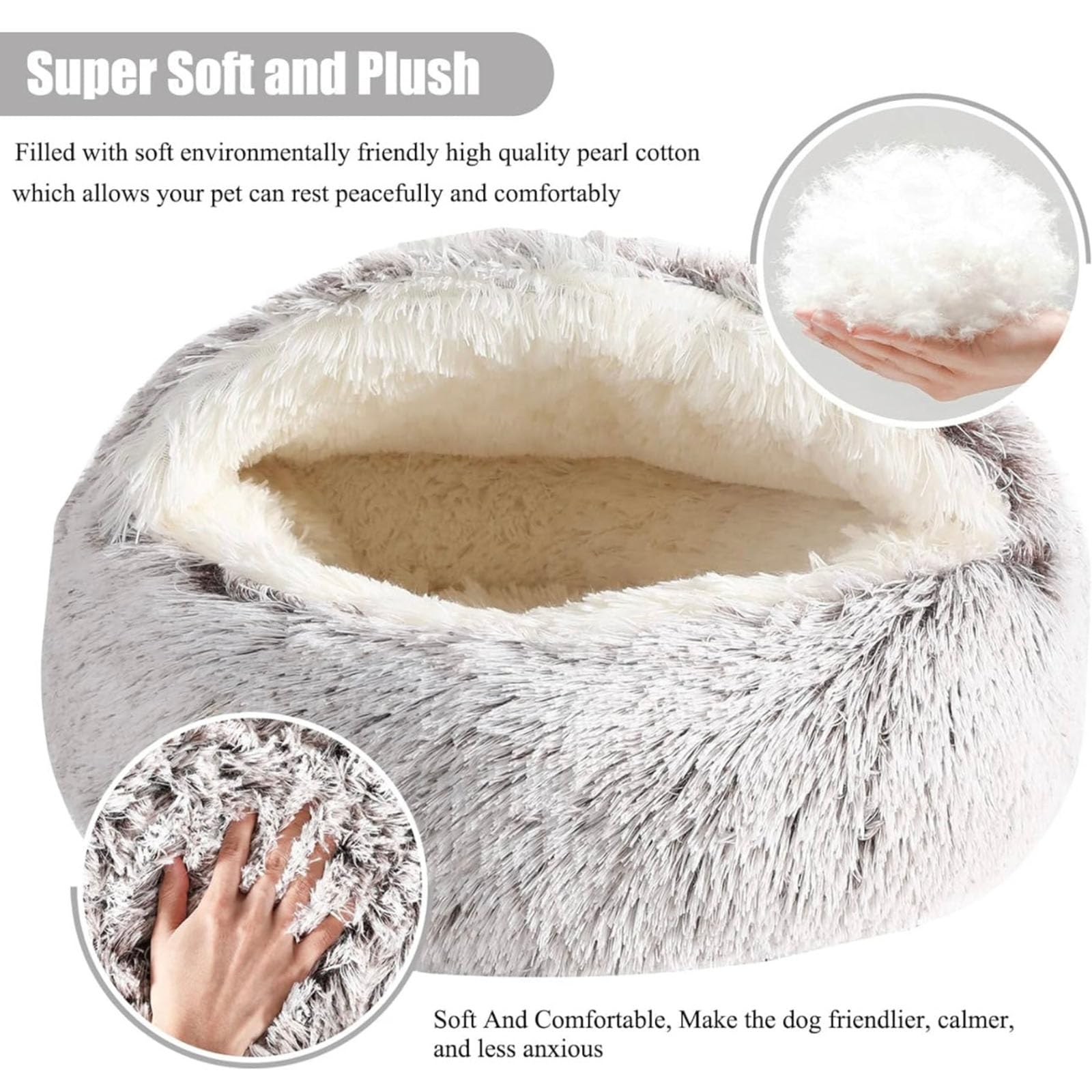 Olvys Cozy Cocoon Dog Bed, Comfy Cocoon Pet Bed, Dog Bed With Cover Cave, Calming Plush Beds Calm Anti-Anxiety, Anti-Slip Bottom