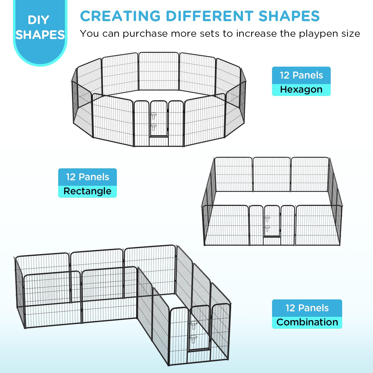 Bestpet Dog Playpen Indoor 32 Inch Height 12 Panels Dog Pen For Medium And Large Dogs, Exercise Pen Pet Dog Fence With Doors Pet