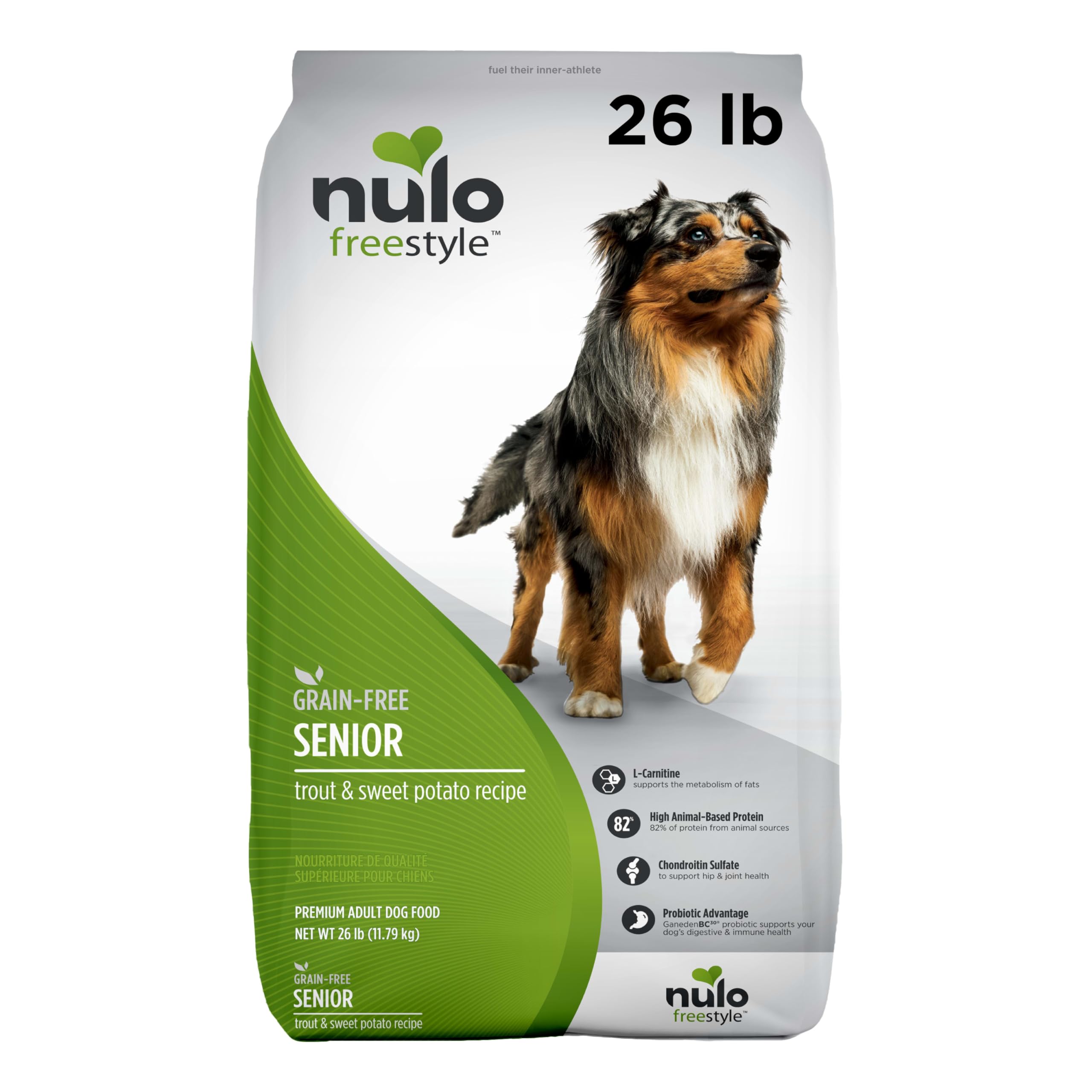 Nulo Freestyle All Breed Senior Dry Dog Food, Premium Grain-Free Dog Kibble with Healthy Digestive Aid BC30 Probiotic and Chondr