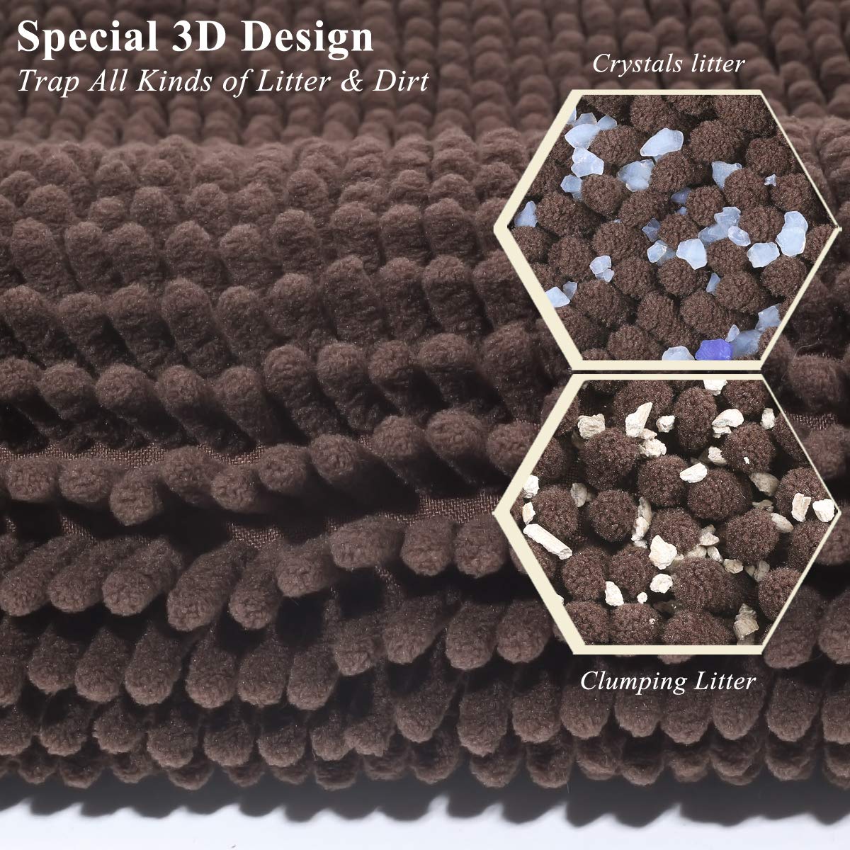 Vivaglory Cat Litter Mat, Litter Trapping Mat, 31''   20'' Cat Kitty Litter Rug With Waterproof Back, Super Soft For Cat'S Paws,