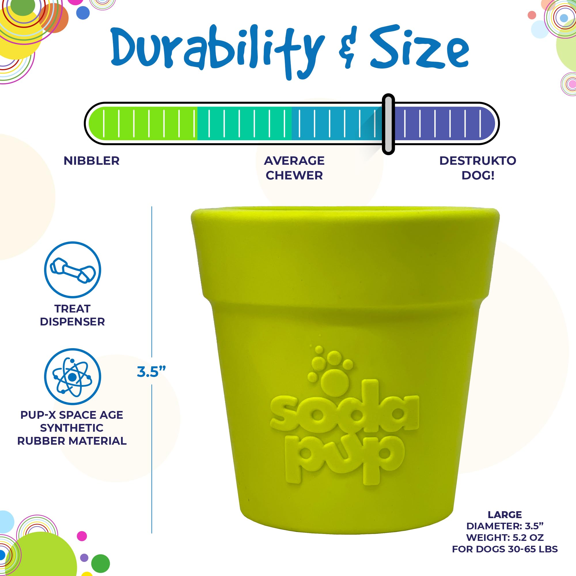 SodaPup Flower Pot - Durable Dog Treat Dispenser & Chew Toy Made in USA from Non-Toxic, Pet Safe, Food Safe Rubber Material for