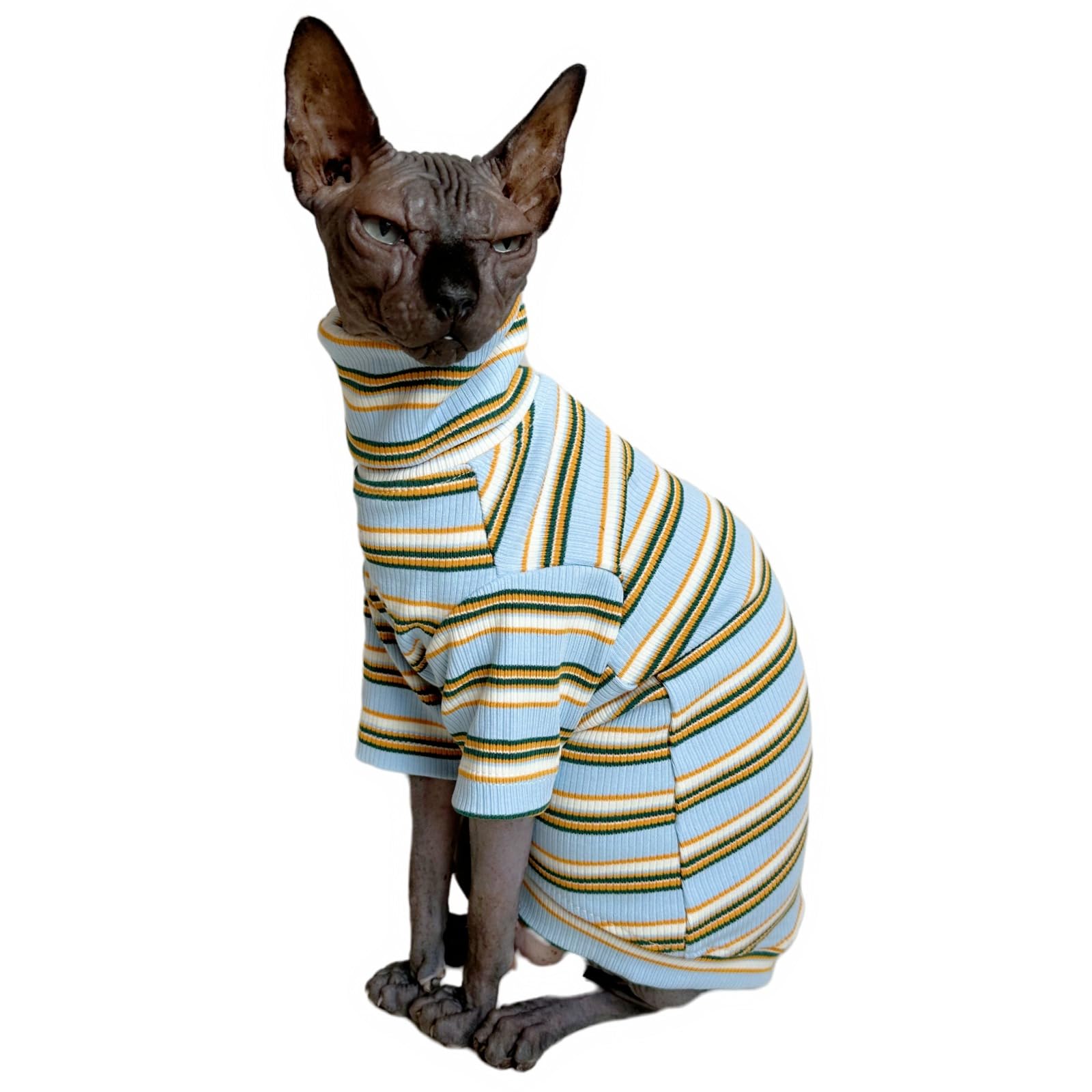 Turtle Neck Vintage Stripes Sphynx Hairless Cat Cotton T-Shirts Pet Clothes Vest Kitten Shirts Sleeveless, Cats & Small Dogs App