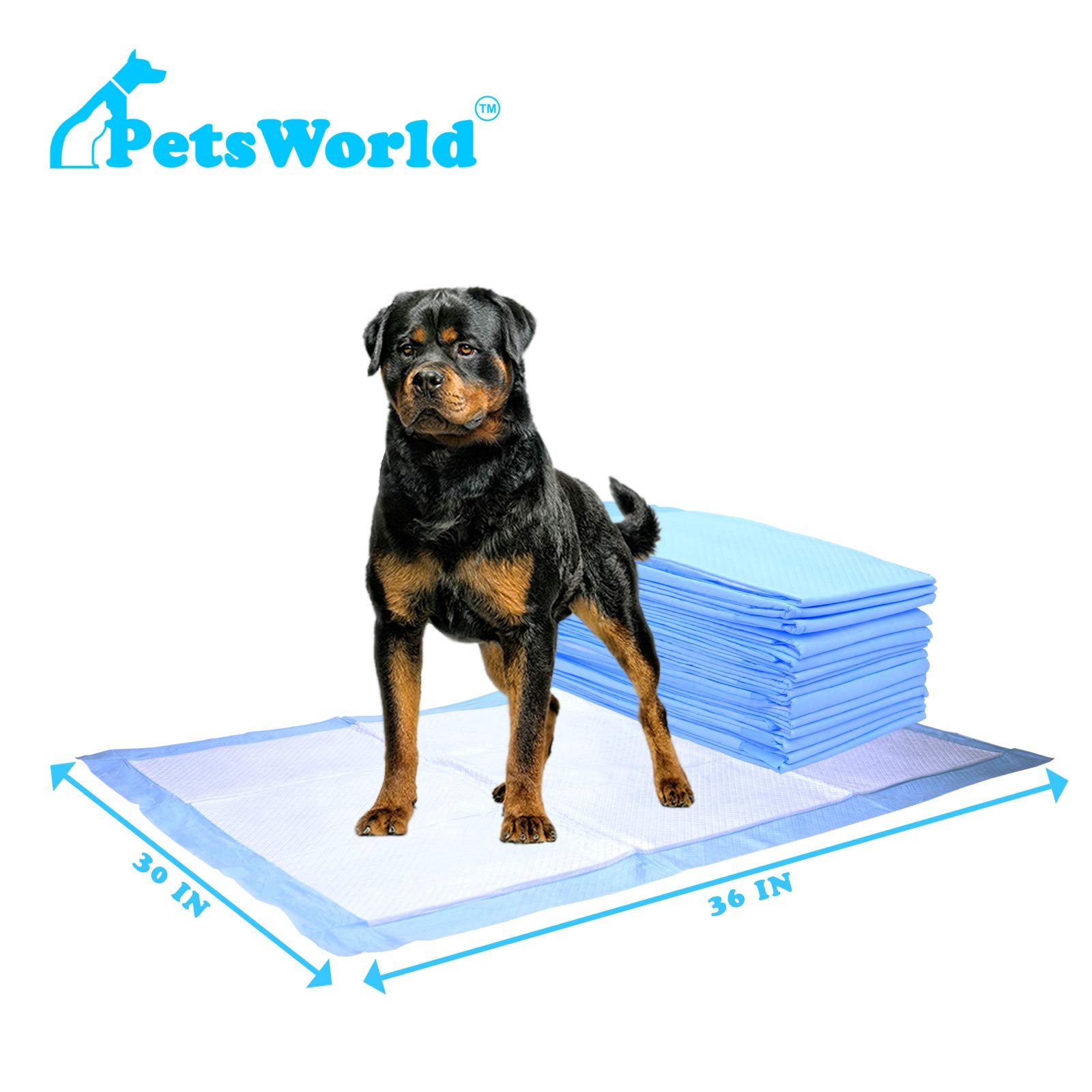 Petsworld Extra Large Potty Pads For Dogs, Odor Eliminating 30' X 36', 150 Count Pee Pads For Dogs, Gigantic Xl Dog Pads, 5 Layer Ultra Absorbent Technology, Leak Proof Training Pads For Dogs & Cats