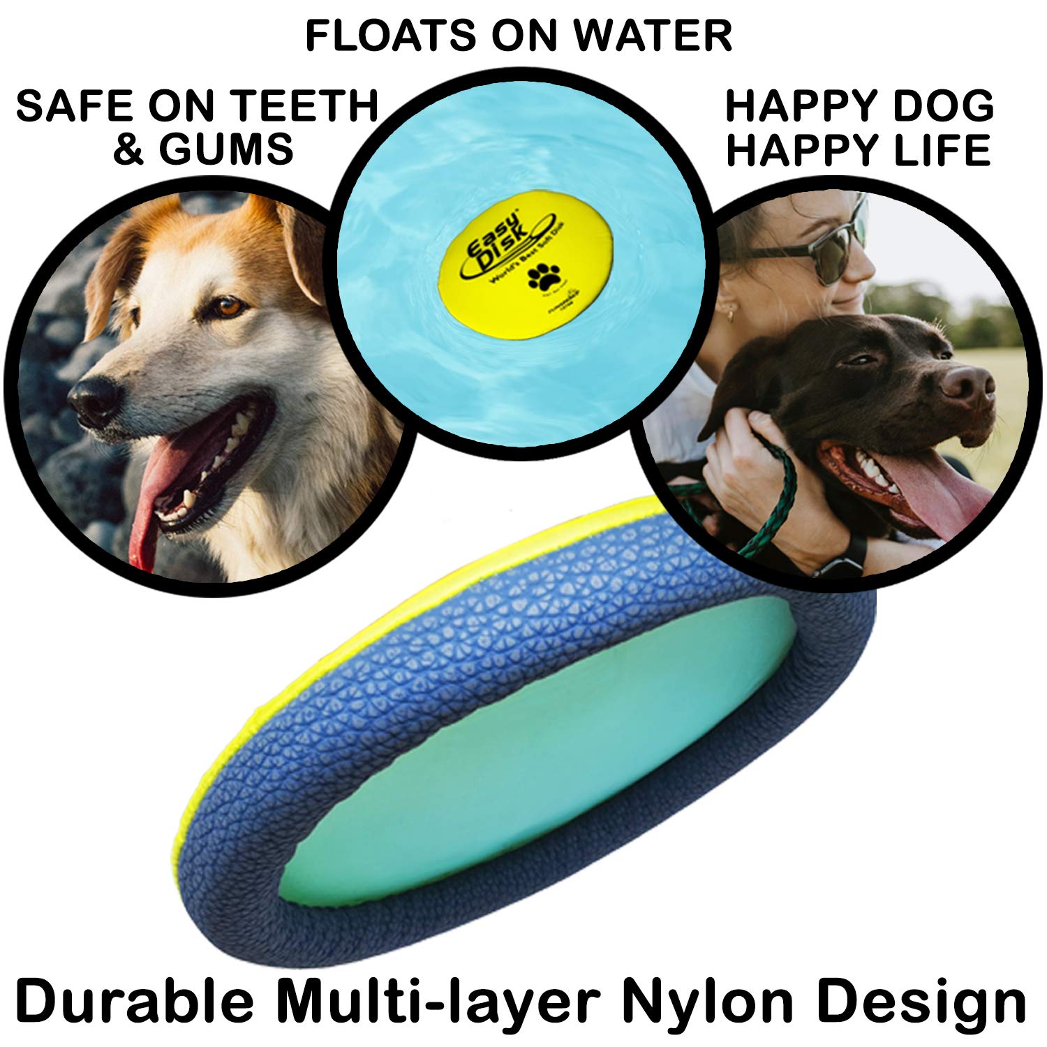 Funsparks Easy Disk Dog Flying Disc - Interactive Dog Fetch Toy - Durable And Easy On The Teeth - Simple To Toss – Lightweight Puppy Toy - Floats On Water
