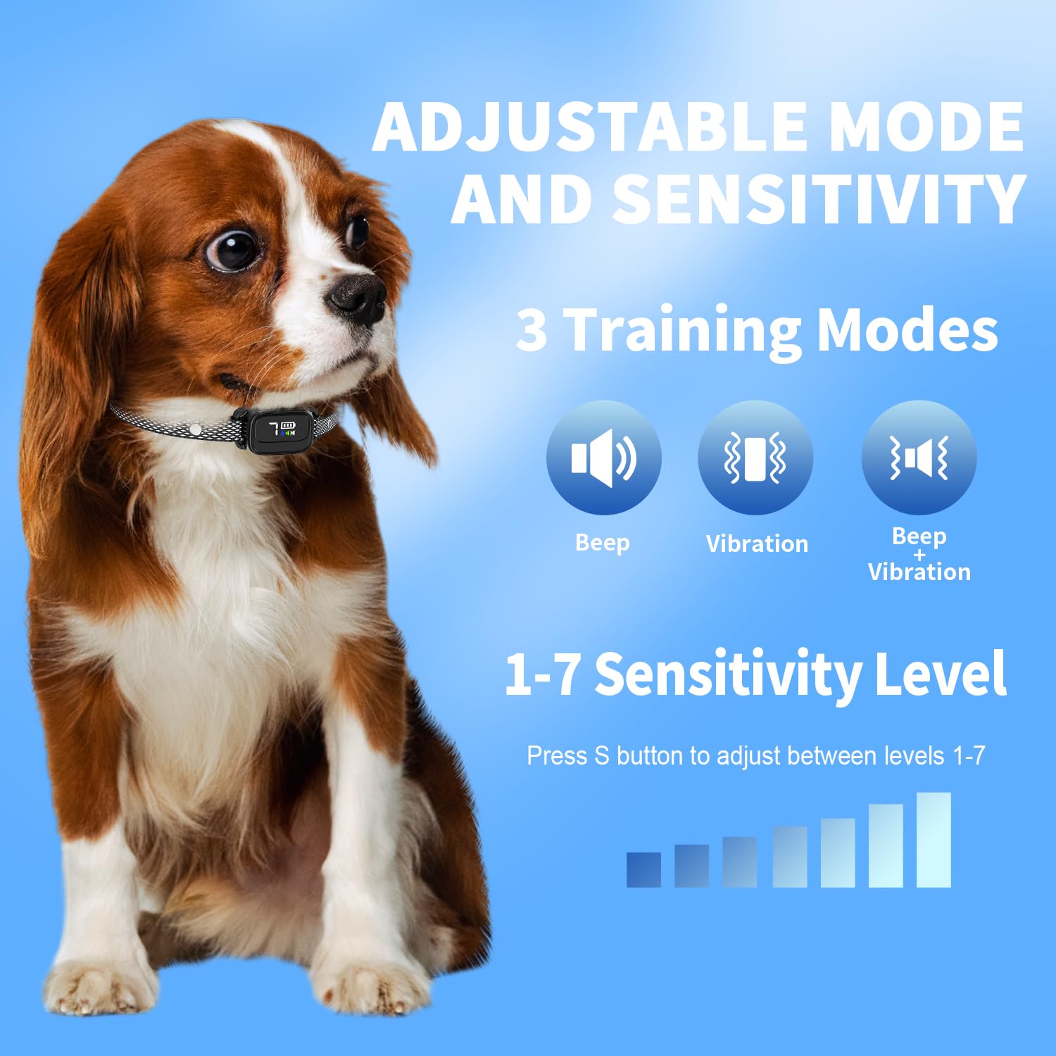 Ricivi Anti-Bark Collar For Small Dogs, No Shock Barking Collars With 7 Sensitivities, 3 Adjustable Modes Beep & Vibration, Ip67 Waterproof - Effective & Humane Small Dogs Bark Collar-Gloss Black