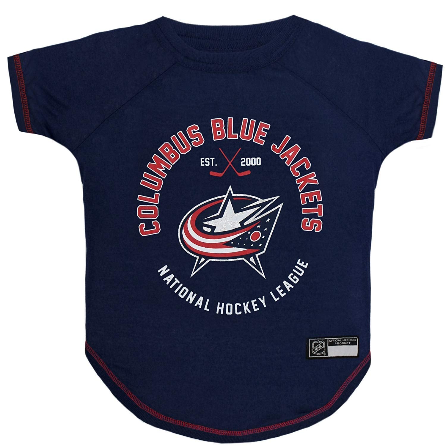 NHL Columbus Blue Jackets Tee Shirt for Dogs & Cats, Medium. - Are You A Hockey Fan? Let Your Pet Be An NHL Fan Too!