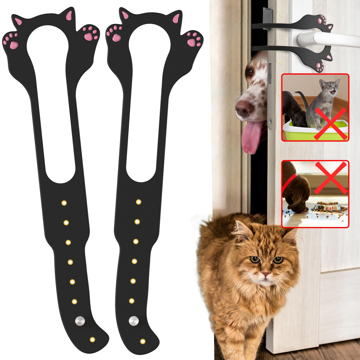 Elilier Cat Door Latch Holder,?8 Adjustable Sizes? Stronger Flex Cat Door Stopper, Keep Door Open 1.5 '' To 8 '', Let 'S Cats In