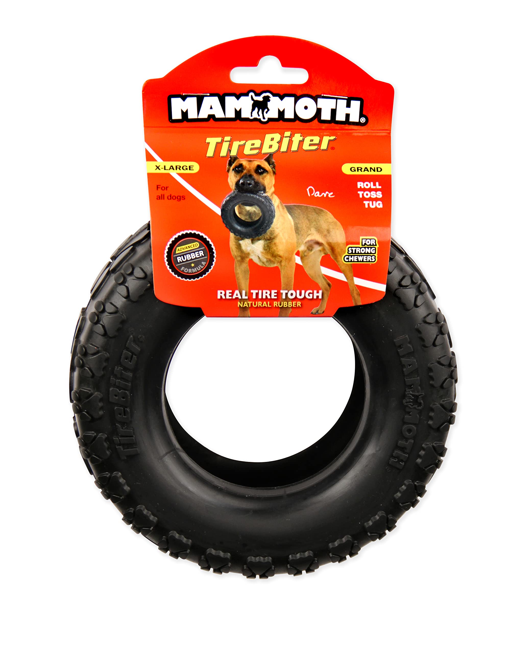 Mammoth Tirebiterii – Natural Rubber Dog Toys For Extreme Chewers – Dog Toys For Extra Long Interactive Play – Aggressive Chewer Toys For Large - X-Large Dogs - X-Large 7”