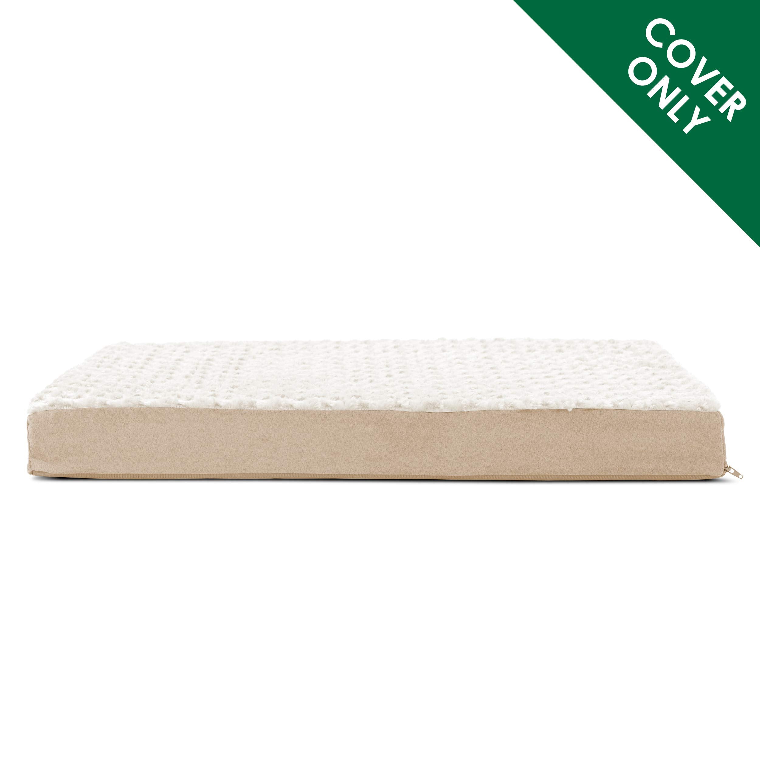 Furhaven Replacement Dog Bed Cover Ultra Plush Faux Fur & Suede Mattress, Machine Washable - Cream, Medium