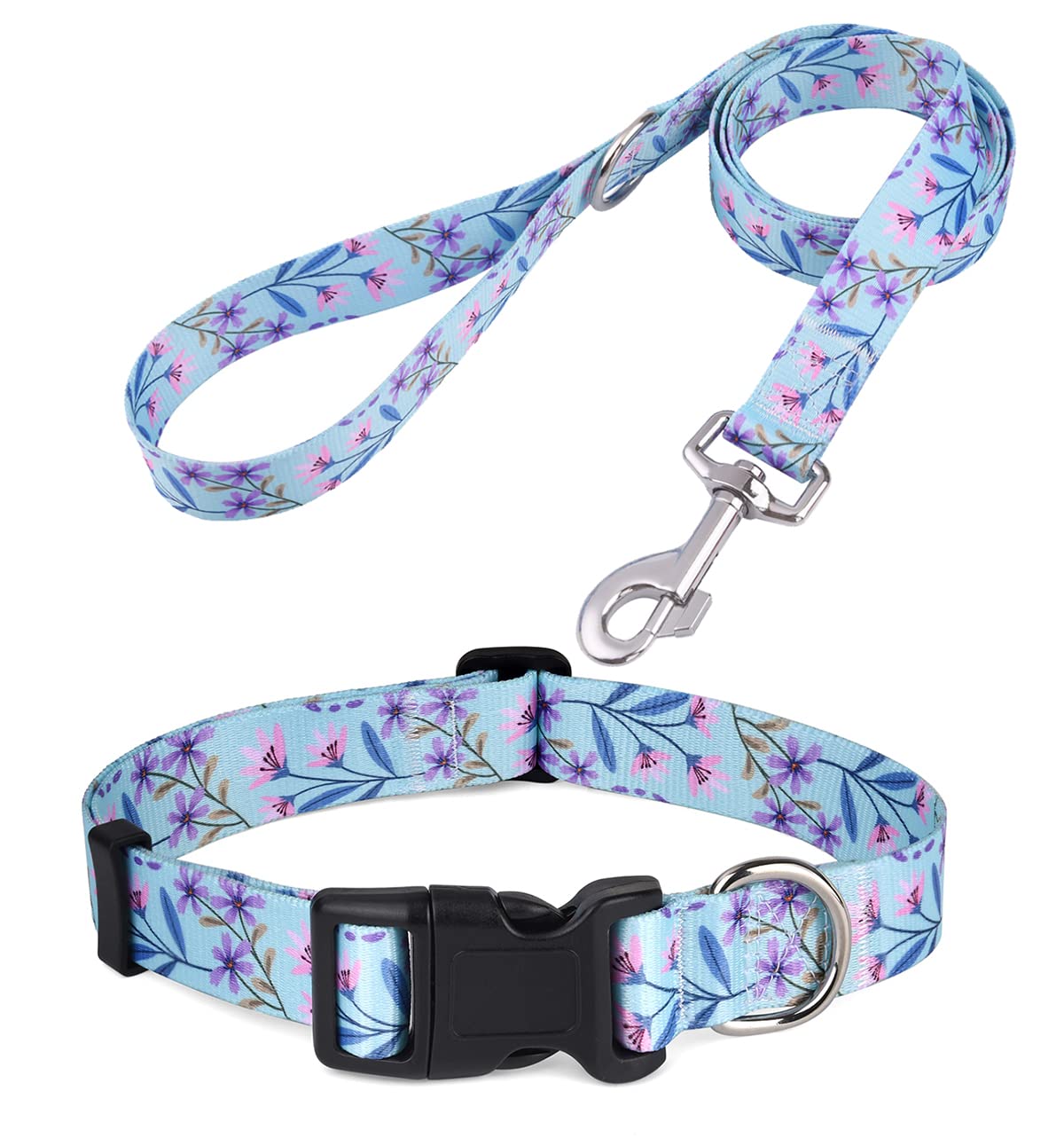 Hqyddmi Dog Collar And Leash Set For Small Dogs Cats, With Floral Print, Soft Comfortable Adjustable For Puppy Small Dogs, Flora