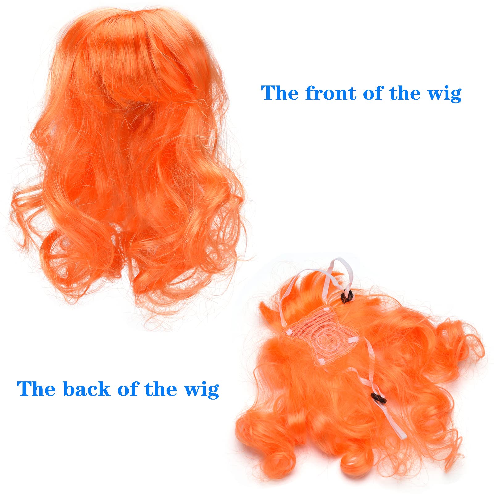 Funny Orange Long Curly Dog Wig, Cat Cosplay Wig, Pet Wigs For Halloween, Christmas, Parties, Festivals, Dog Wigs For Small Medium And Large Dogs