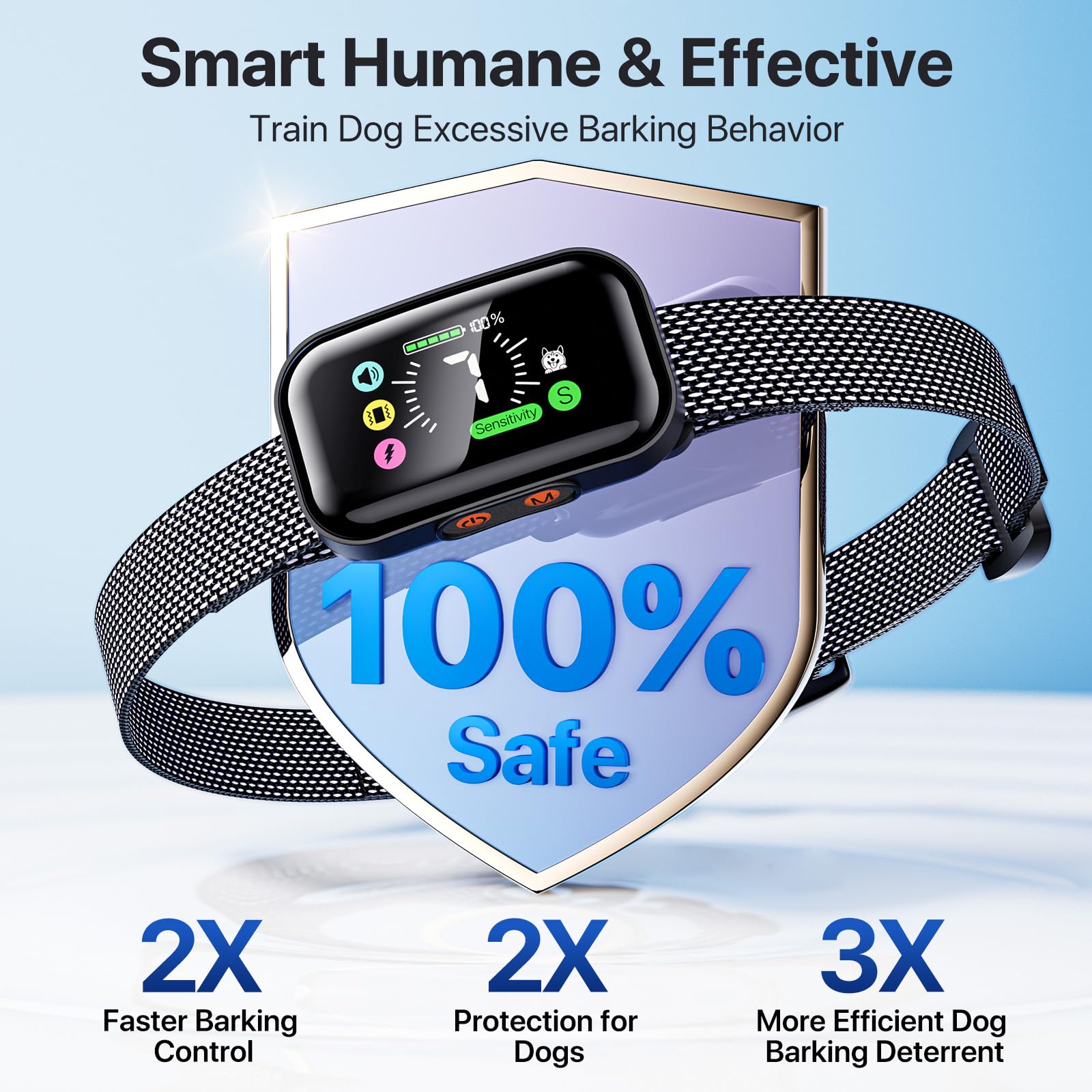 Bark Collar, Dog Bark Collar for Large Medium Dogs, Rechargeable AI Anti Barking Collar with 4 Training Modes, 7 Adjustable Sens