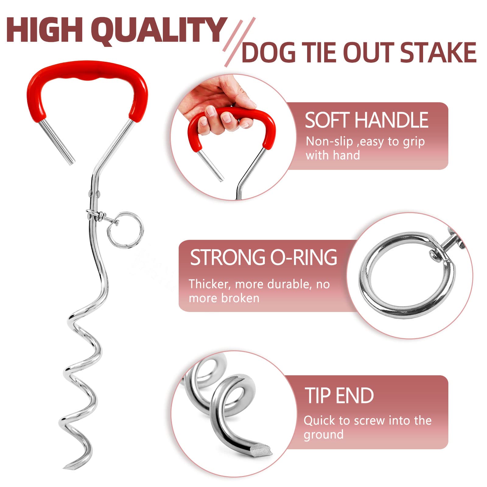 Dog Tie Out Stake And Dog Run Cable, 20Ft Long Dog Lead With Dog Yard Stake, Dog Chains 20Ft For Outside, Dog Yard Leash And Stake For Camping & Beach, Dog Tie Out Tether For Medium Large Dogs