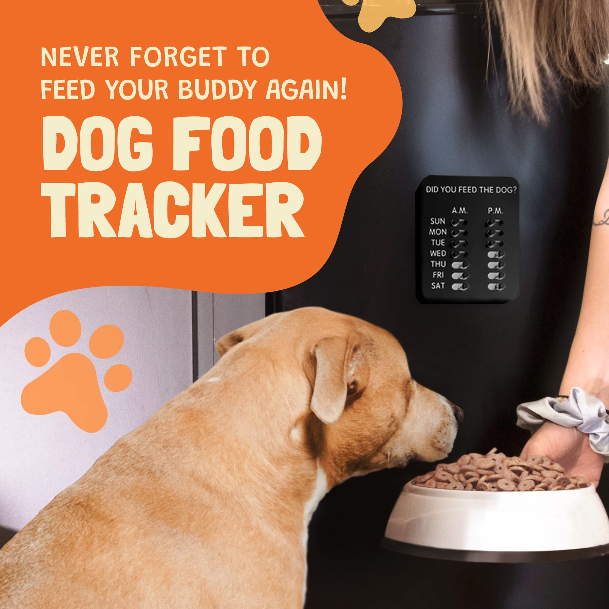 Did You Feed The Dog? (Black) Pet Feeding Reminder, Magnetic, Sliders, Wall-Mount